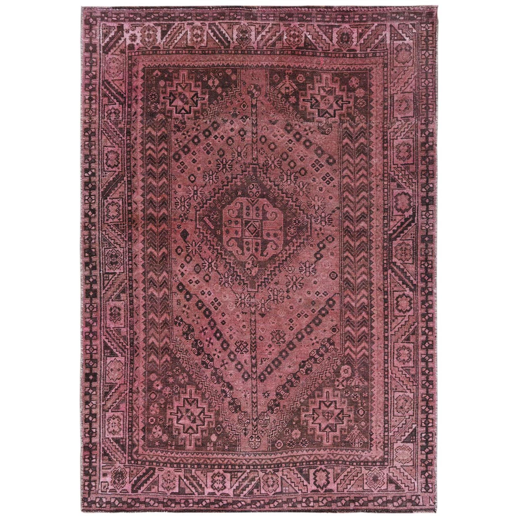 Fetneh Collection And Vintage Overdyed Collection Hand Knotted Red Rug No: 1122162