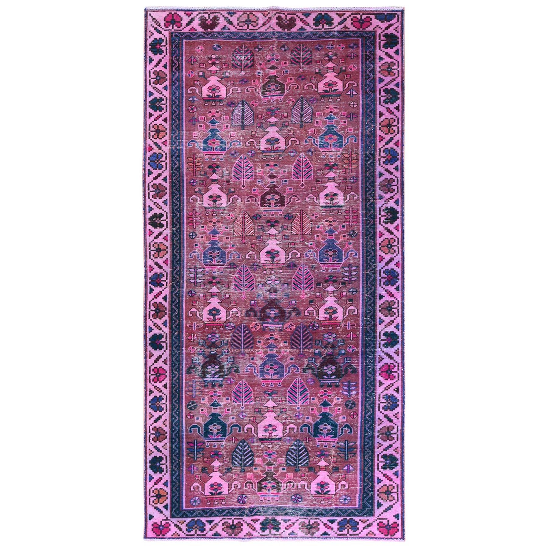 Fetneh Collection And Vintage Overdyed Collection Hand Knotted Pink Rug No: 1122178