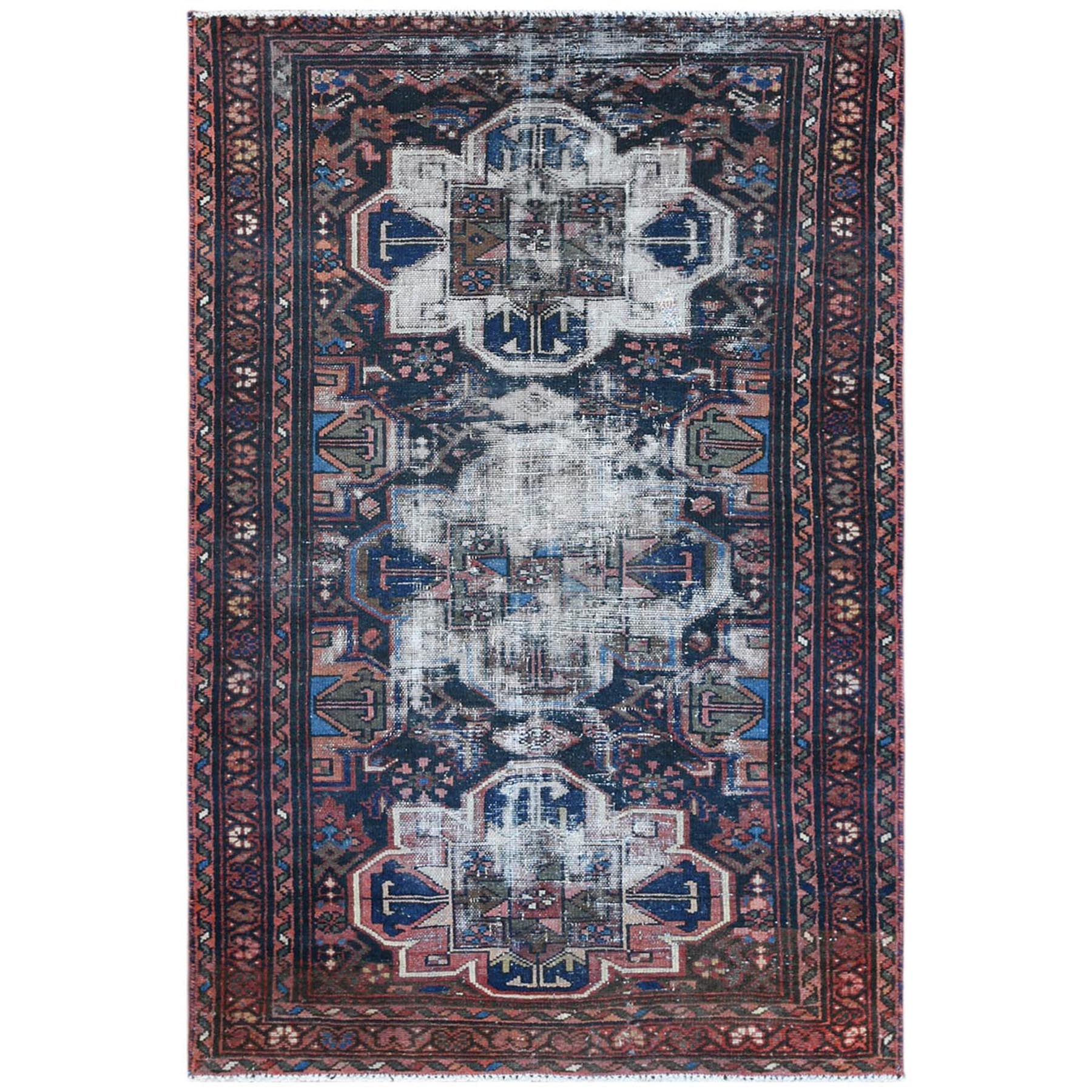 Fetneh Collection And Vintage Overdyed Collection Hand Knotted Blue Rug No: 1122208
