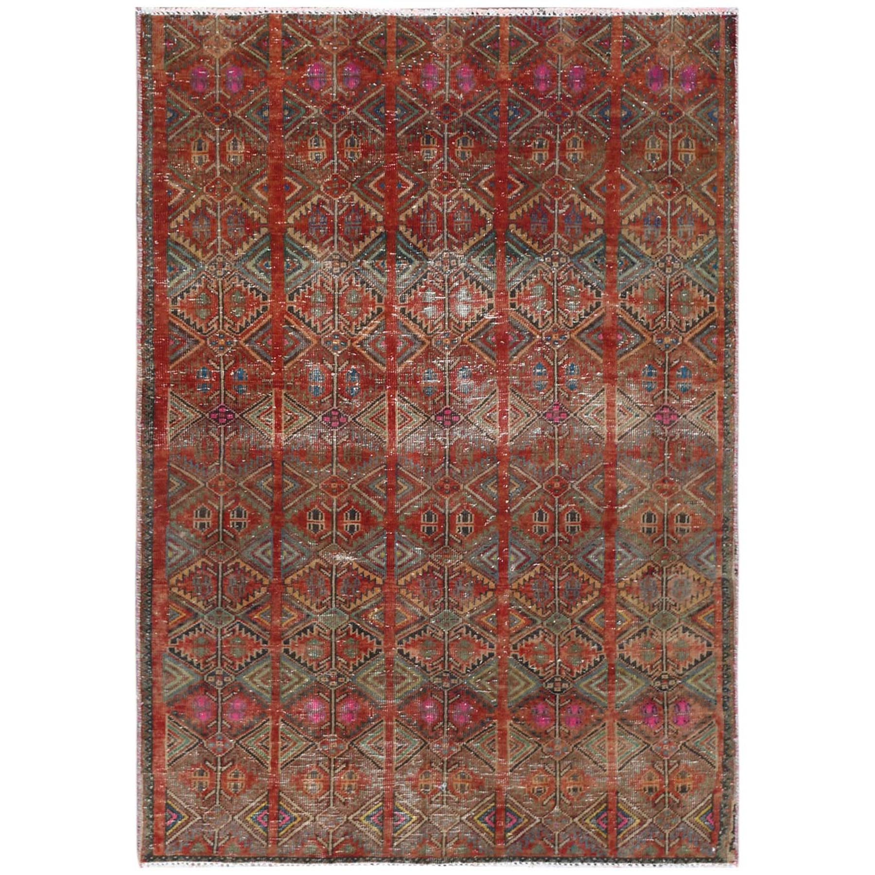 Fetneh Collection And Vintage Overdyed Collection Hand Knotted Red Rug No: 1122210
