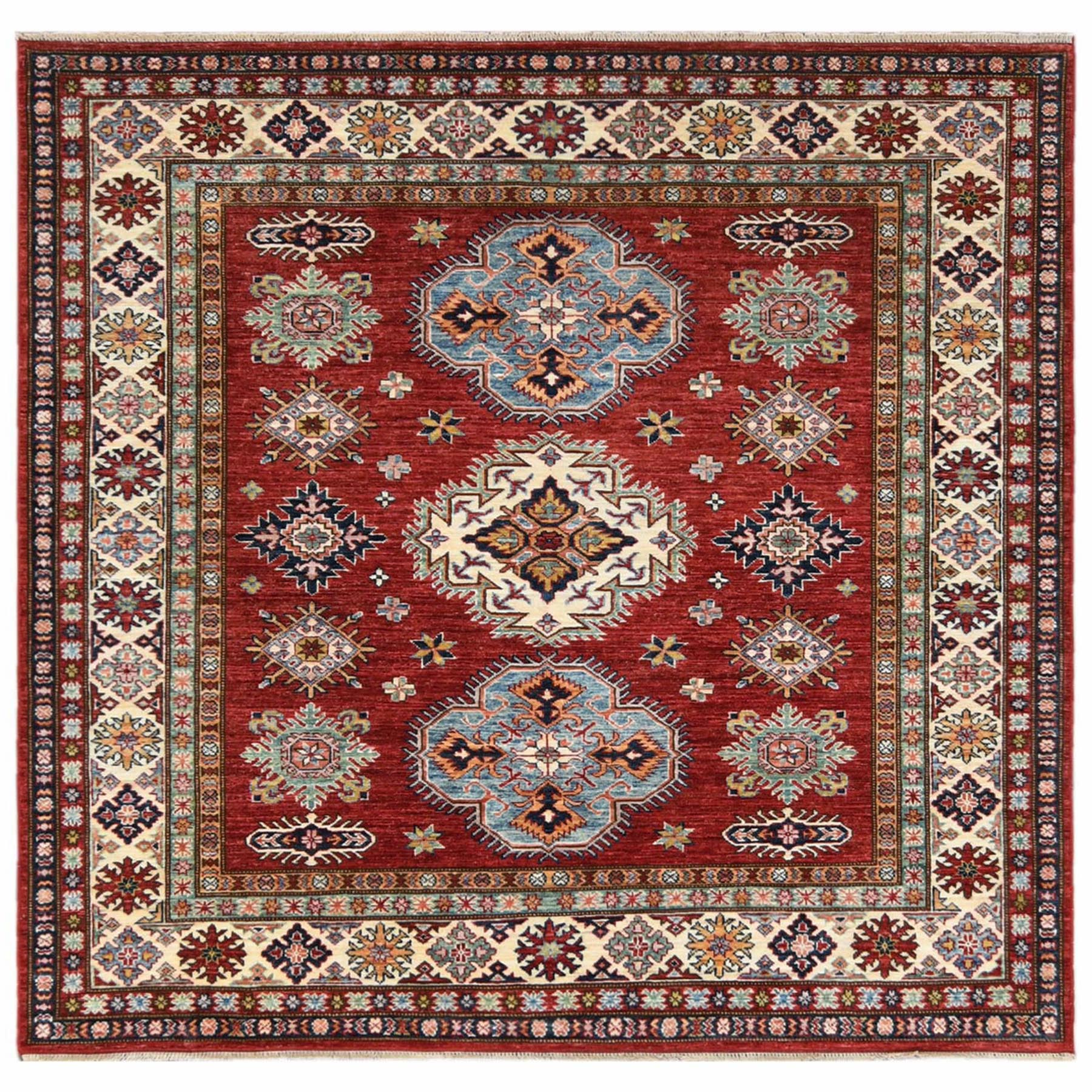 Caucasian Collection Hand Knotted Red Rug No: 1122348