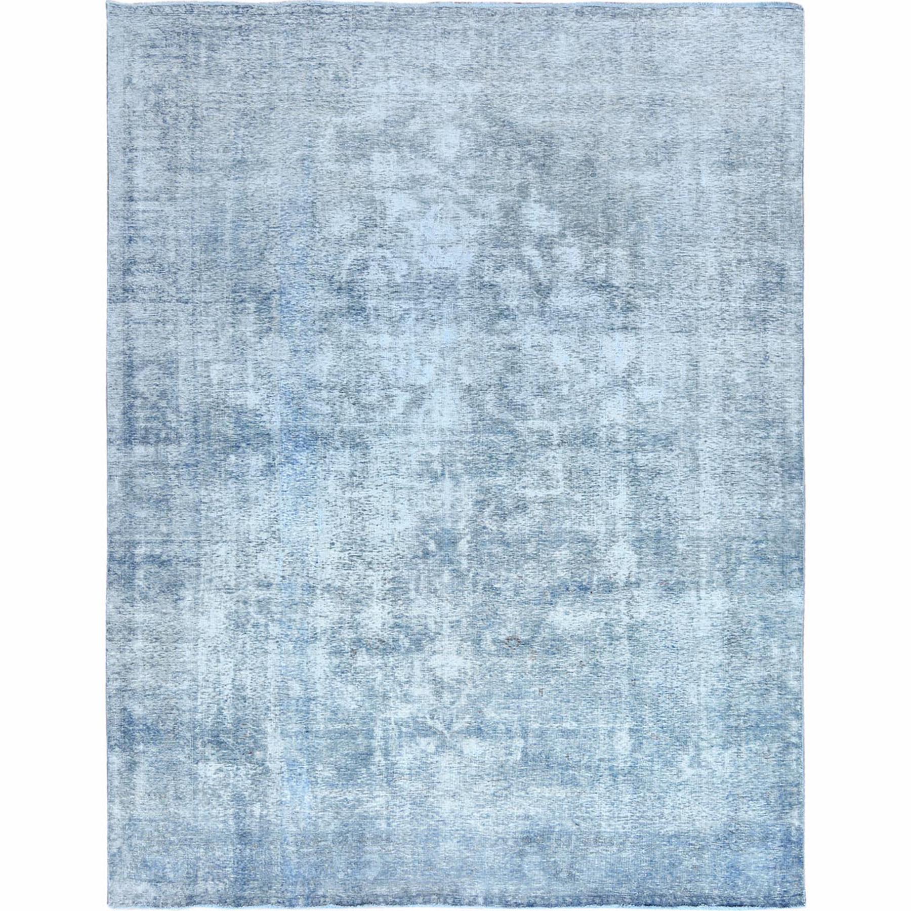 Fetneh Collection And Vintage Overdyed Collection Hand Knotted Blue Rug No: 1122396