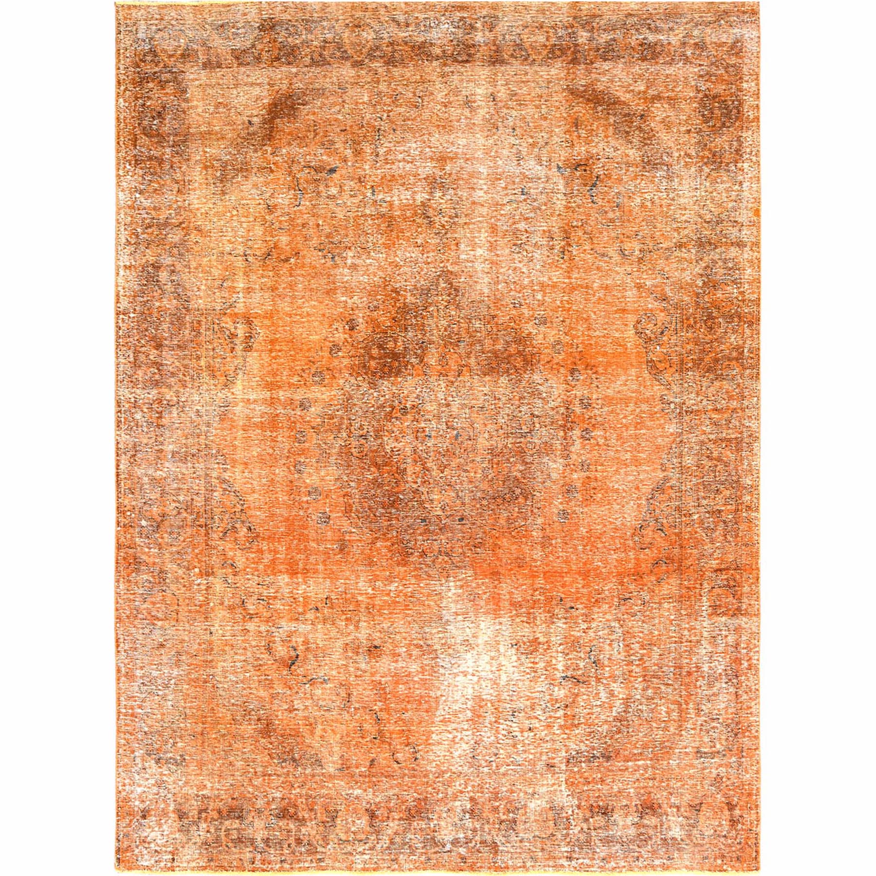 Fetneh Collection And Vintage Overdyed Collection Hand Knotted Orange Rug No: 1122404