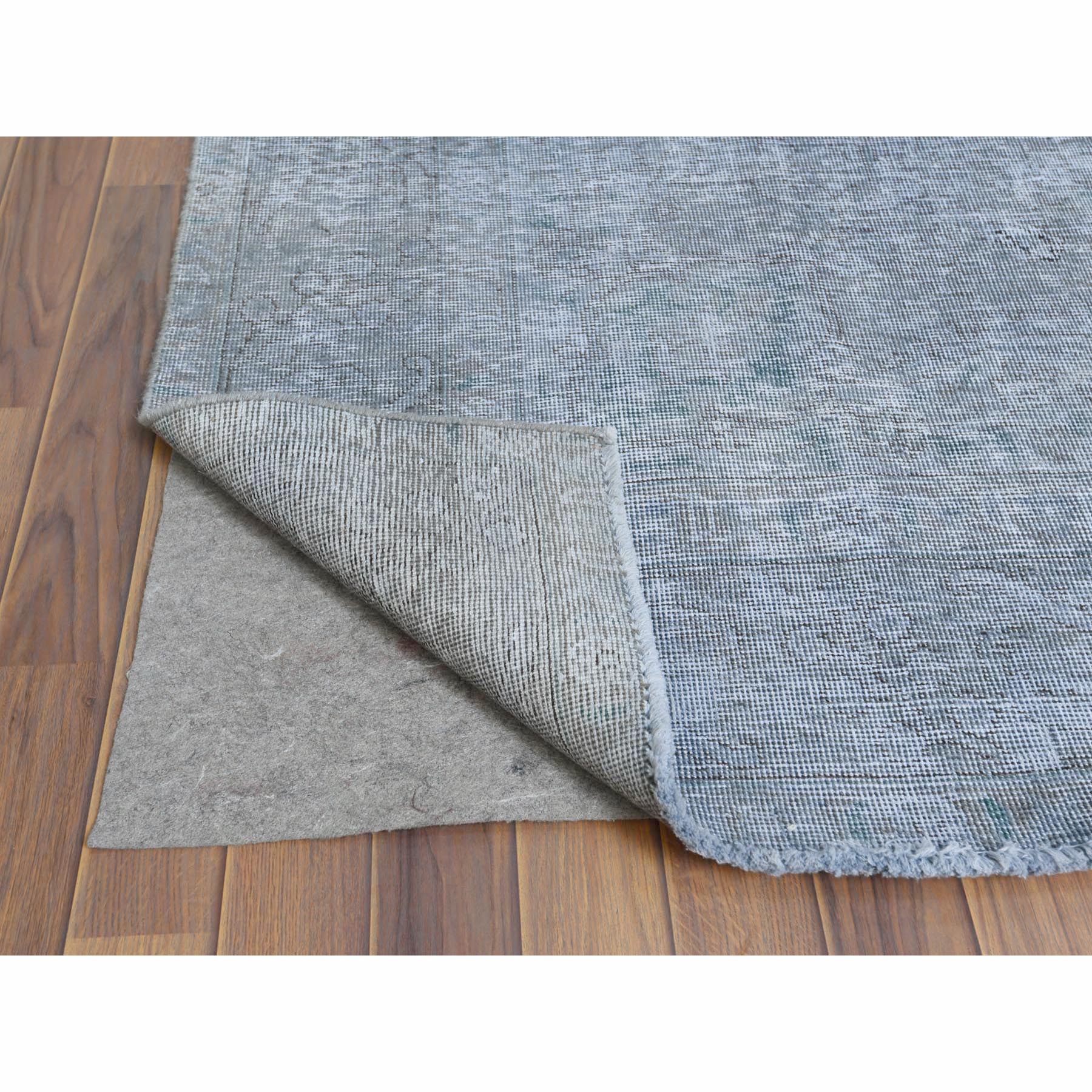 7'9"x11' Gray Worn Down Organic Wool Vintage Bohemian Distressed Hand Knotted Persian Tabriz Silver Wash Oriental Rug sh61203