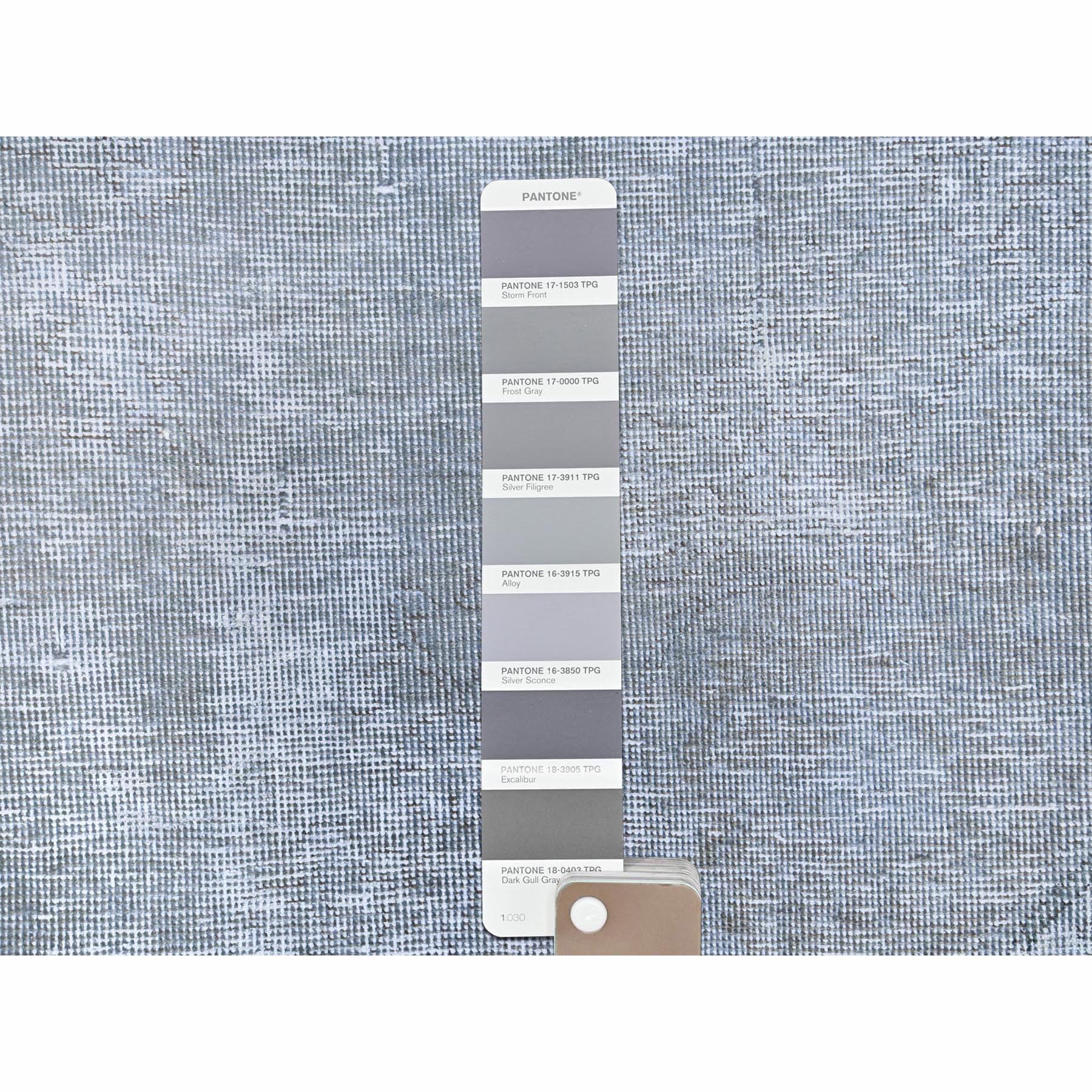 7'9"x11' Gray Worn Down Organic Wool Vintage Bohemian Distressed Hand Knotted Persian Tabriz Silver Wash Oriental Rug sh61203