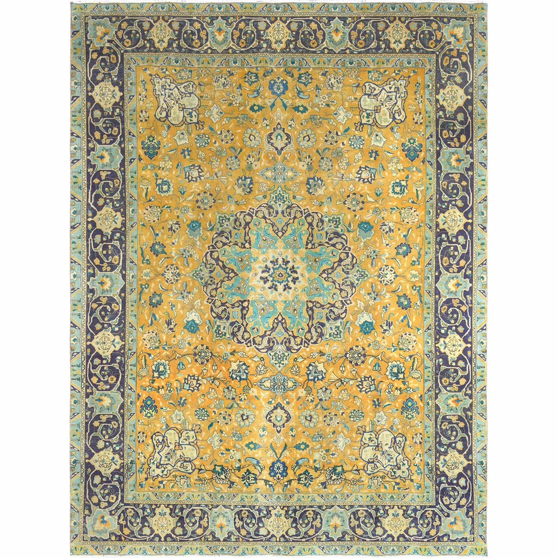 Fetneh Collection And Vintage Overdyed Collection Hand Knotted Yellow Rug No: 1122410