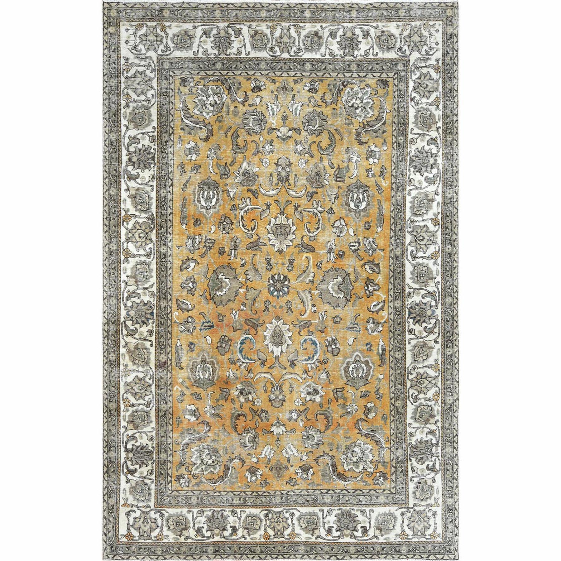 Fetneh Collection And Vintage Overdyed Collection Hand Knotted Yellow Rug No: 1122422