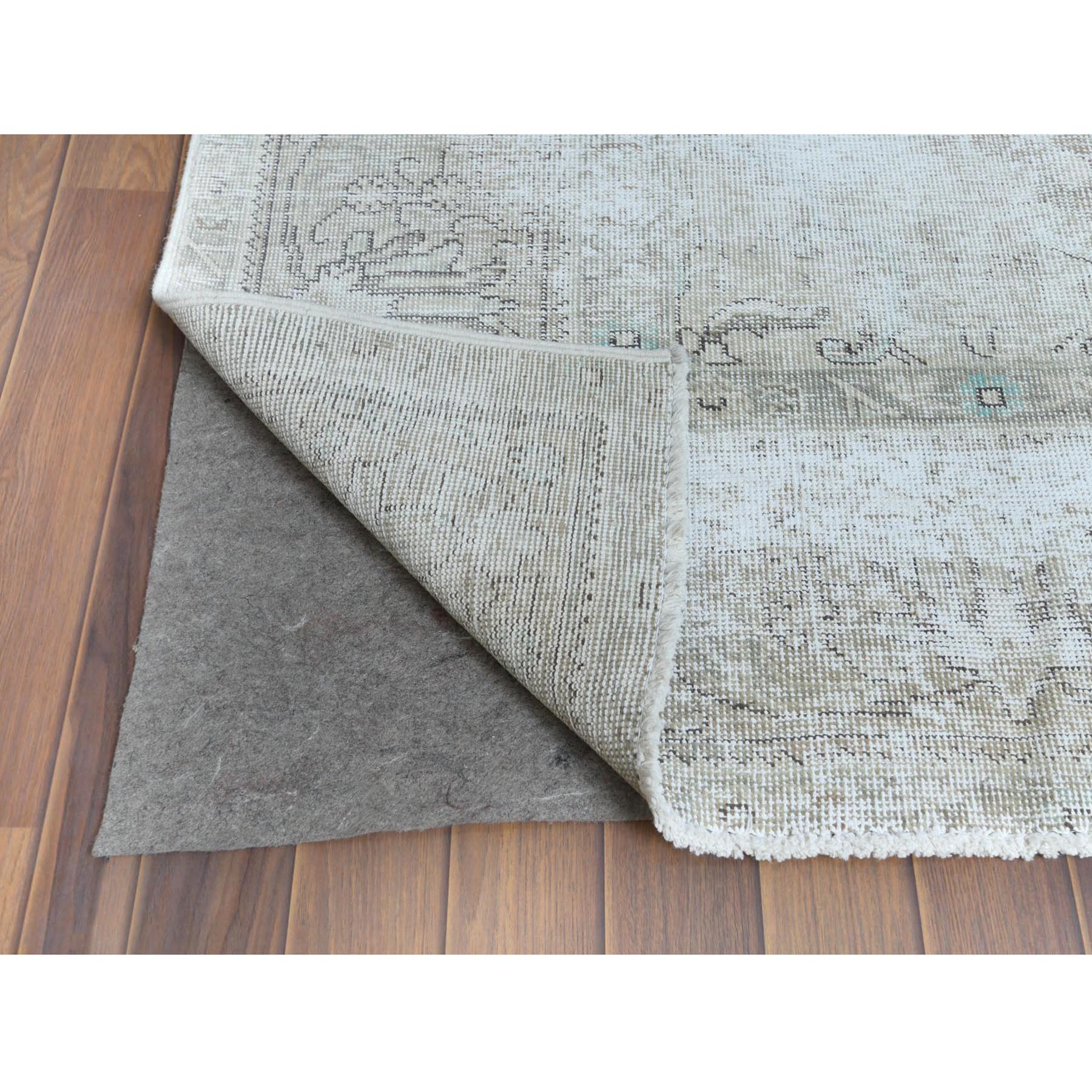 9'8"x12'6" Pure Wool Persian Tabriz Vintage Clean with Some Parts of Wear Beautiful Herbal Wash Ivory Hand Knotted Oriental Rug Sh61216