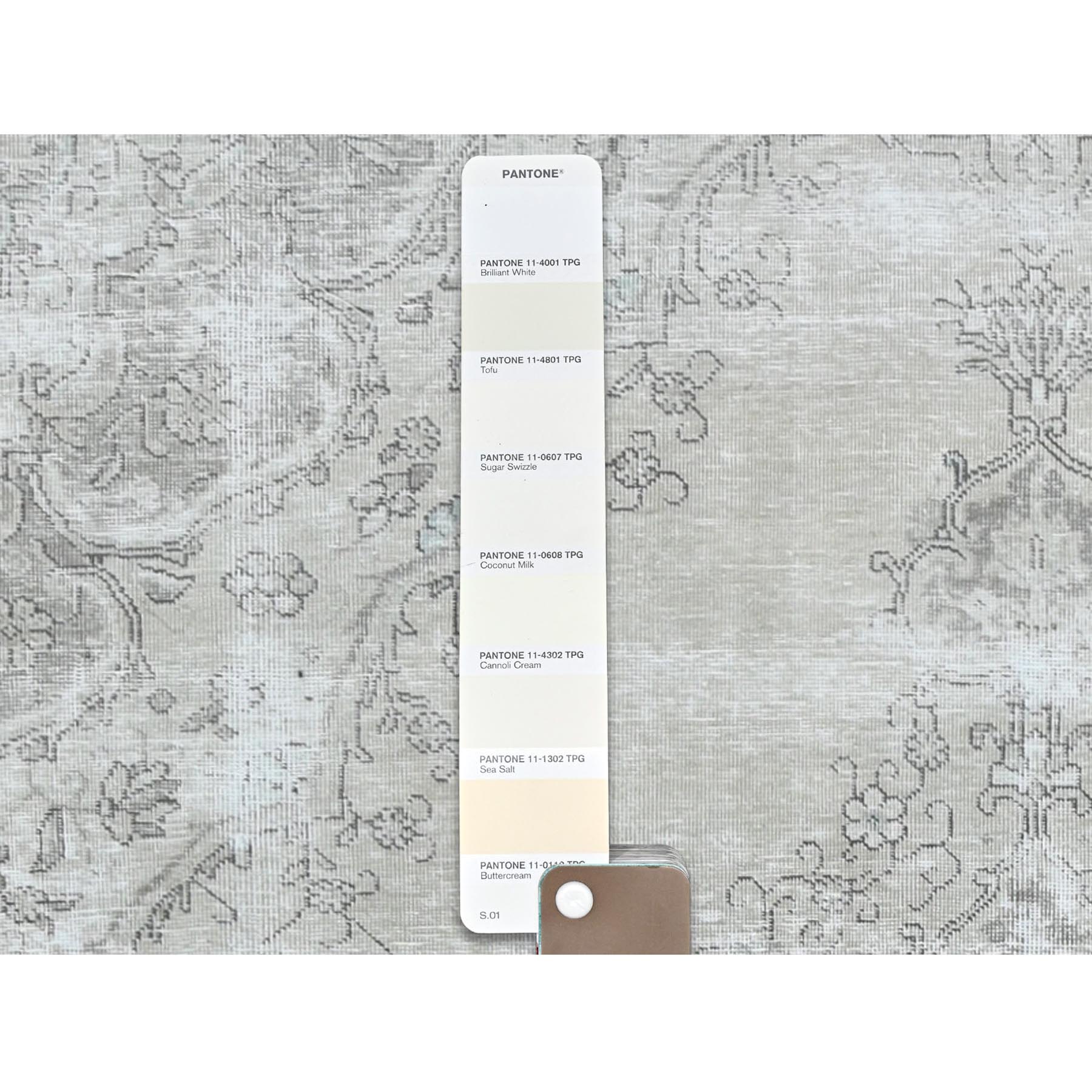 9'8"x12'6" Pure Wool Persian Tabriz Vintage Clean with Some Parts of Wear Beautiful Herbal Wash Ivory Hand Knotted Oriental Rug Sh61216