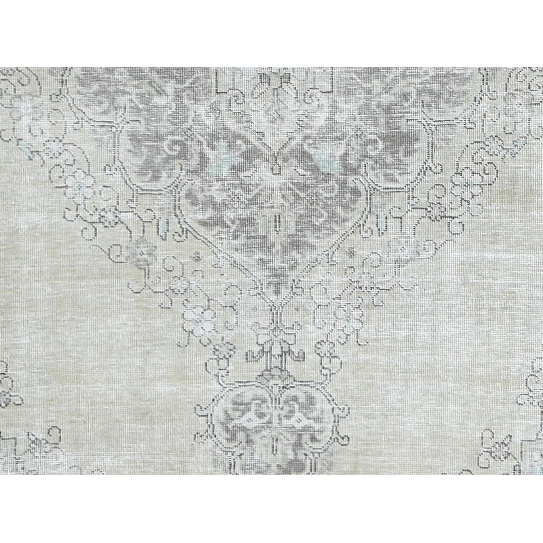 9'8"x12'6" Pure Wool Persian Tabriz Vintage Clean with Some Parts of Wear Beautiful Herbal Wash Ivory Hand Knotted Oriental Rug Sh61216