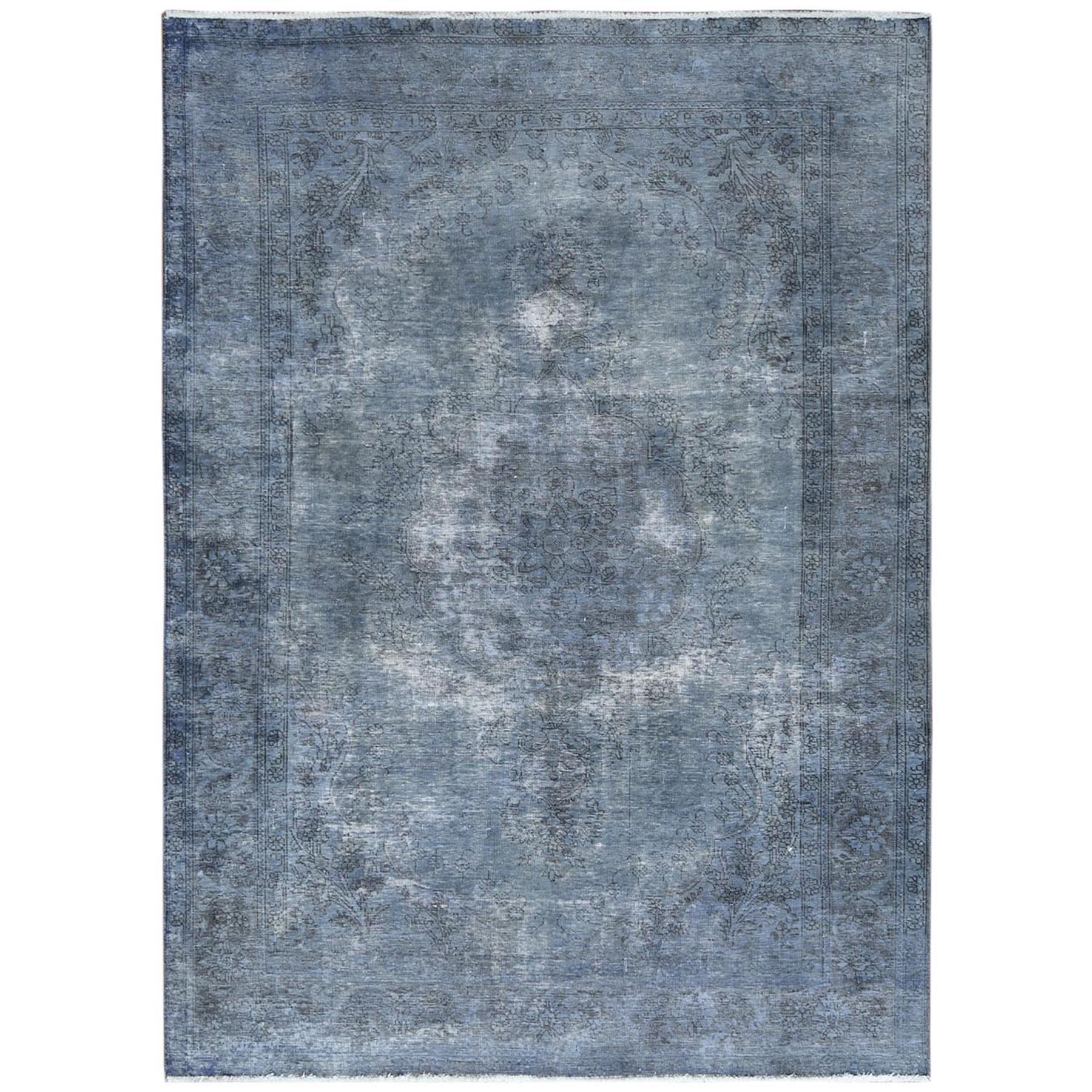 Fetneh Collection And Vintage Overdyed Collection Hand Knotted Blue Rug No: 1122470