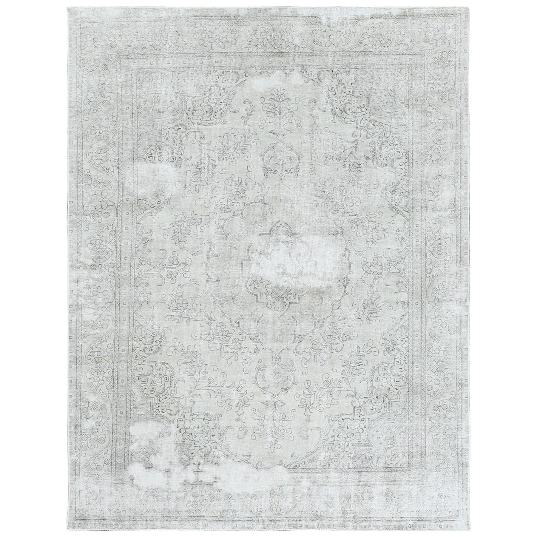 Fetneh Collection And Vintage Overdyed Collection Hand Knotted Grey Rug No: 1122490
