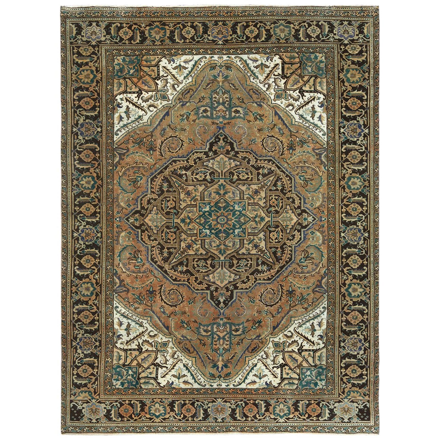Fetneh Collection And Vintage Overdyed Collection Hand Knotted Brown Rug No: 1122526