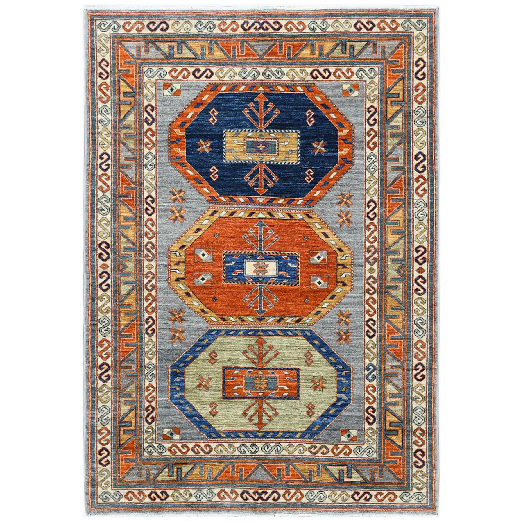 Caucasian Collection Hand Knotted Grey Rug No: 1122588