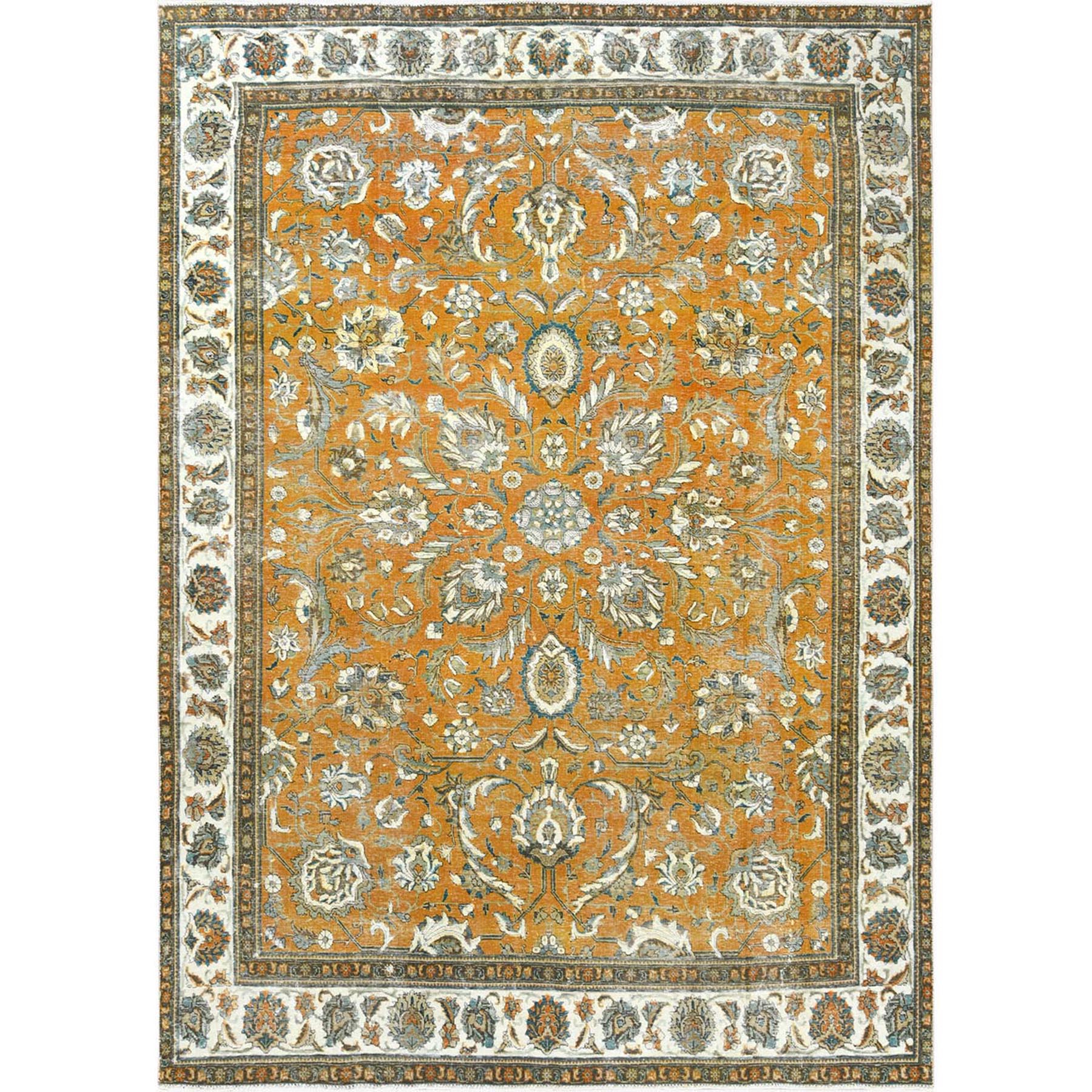 Fetneh Collection And Vintage Overdyed Collection Hand Knotted Orange Rug No: 1122604
