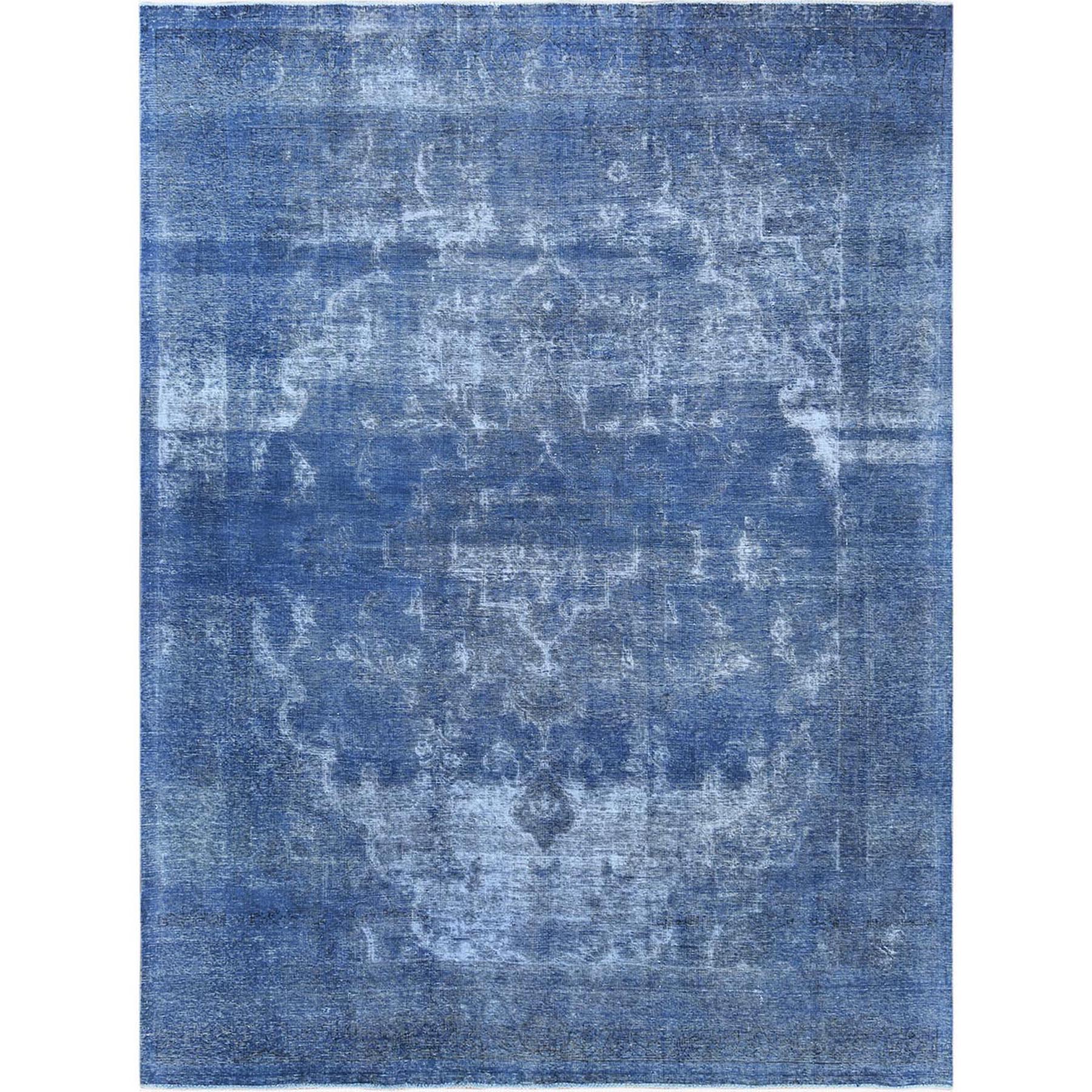 Fetneh Collection And Vintage Overdyed Collection Hand Knotted Blue Rug No: 1122618