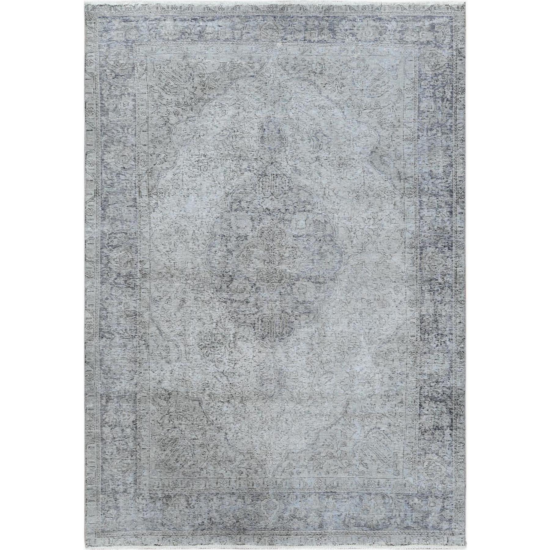 Fetneh Collection And Vintage Overdyed Collection Hand Knotted Grey Rug No: 1122622