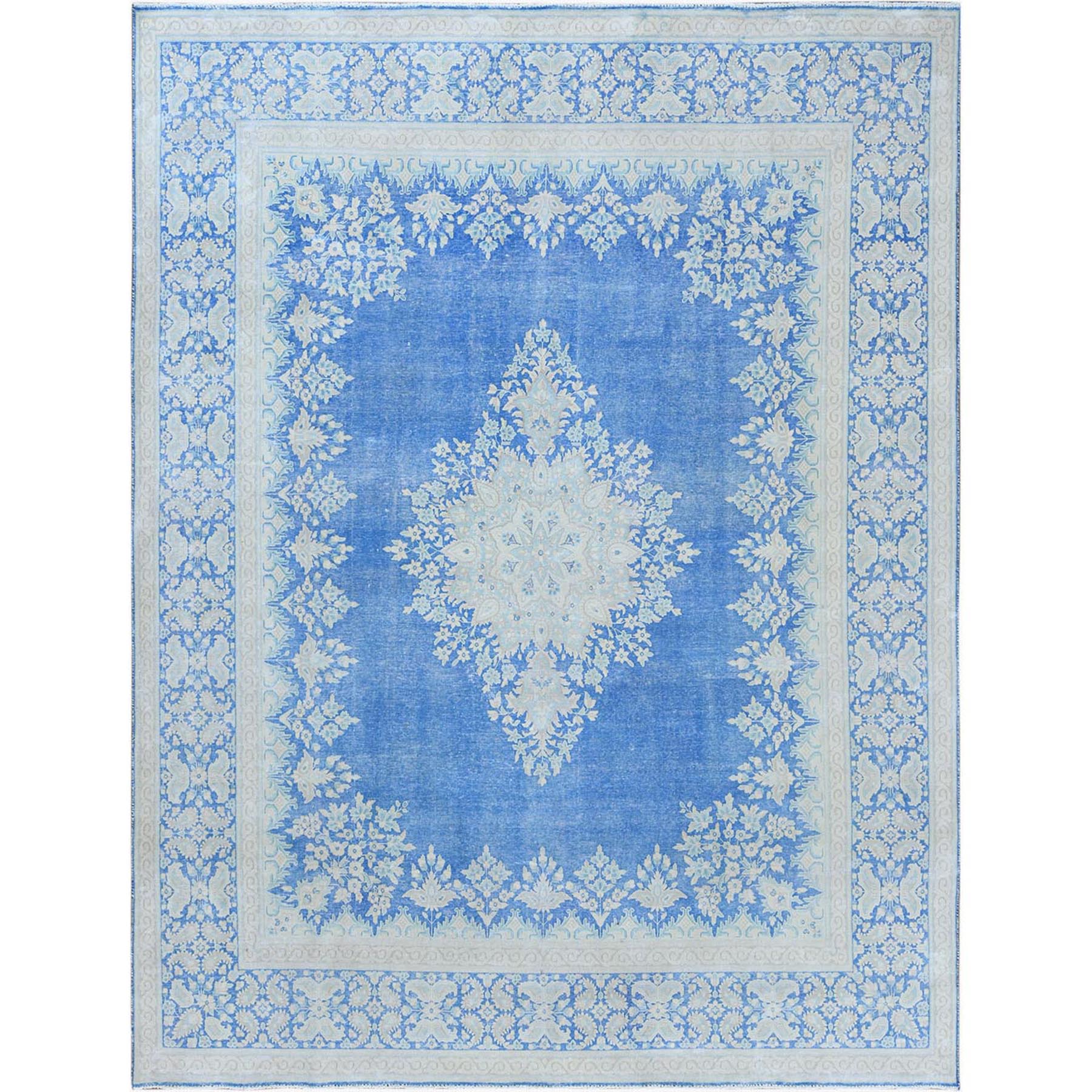 Fetneh Collection And Vintage Overdyed Collection Hand Knotted Blue Rug No: 1122630