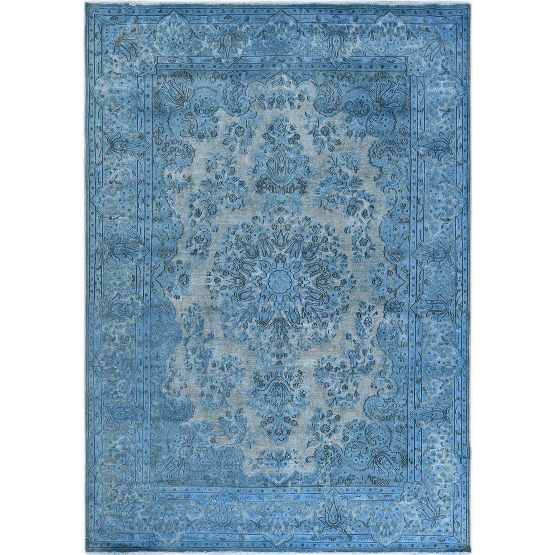 Fetneh Collection And Vintage Overdyed Collection Hand Knotted Blue Rug No: 1122658