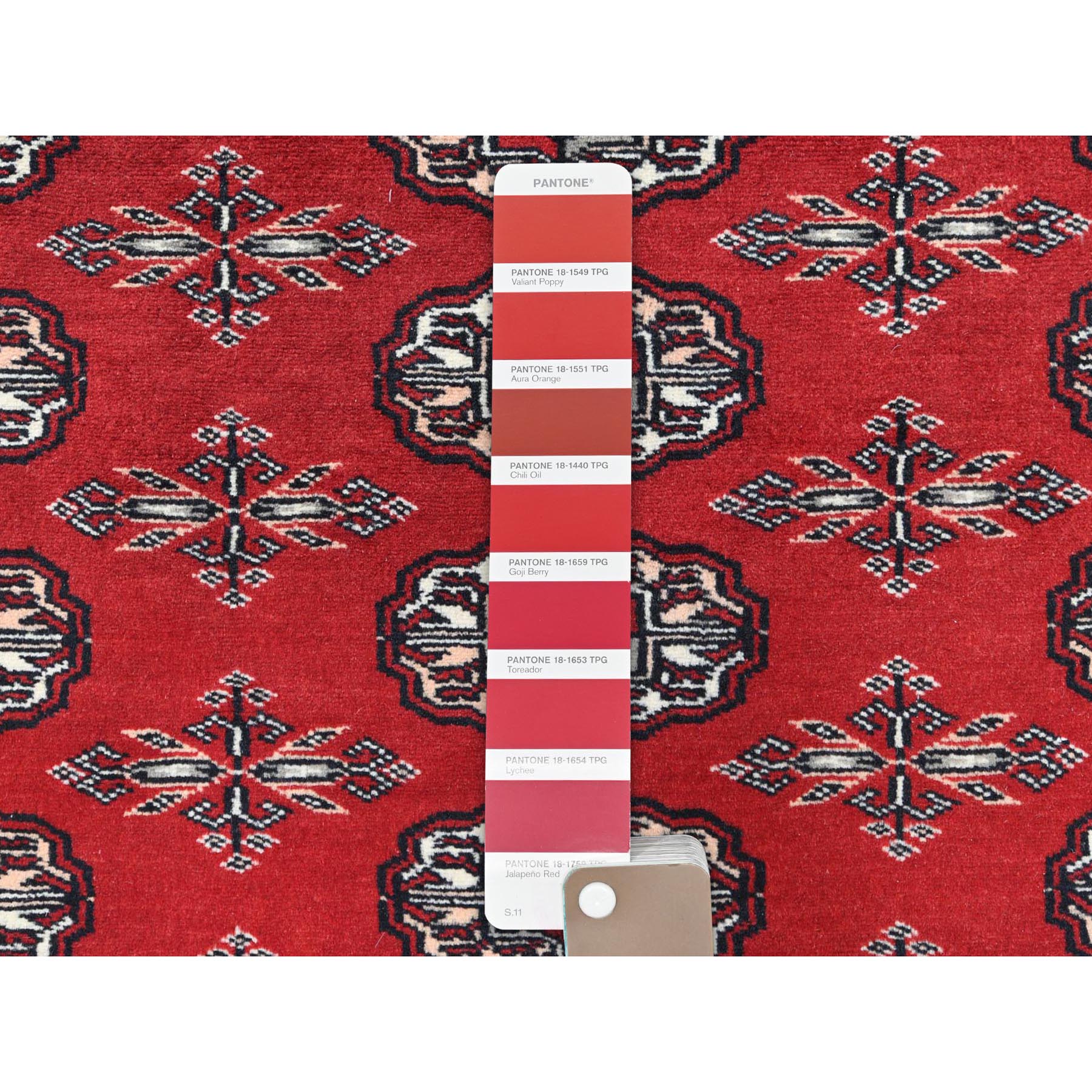 5'1"x7'9" Deep and Saturated Red Hand Knotted Super Bokara 250 KPSI Denser Weave Silky Wool Oriental Rug Sh61380