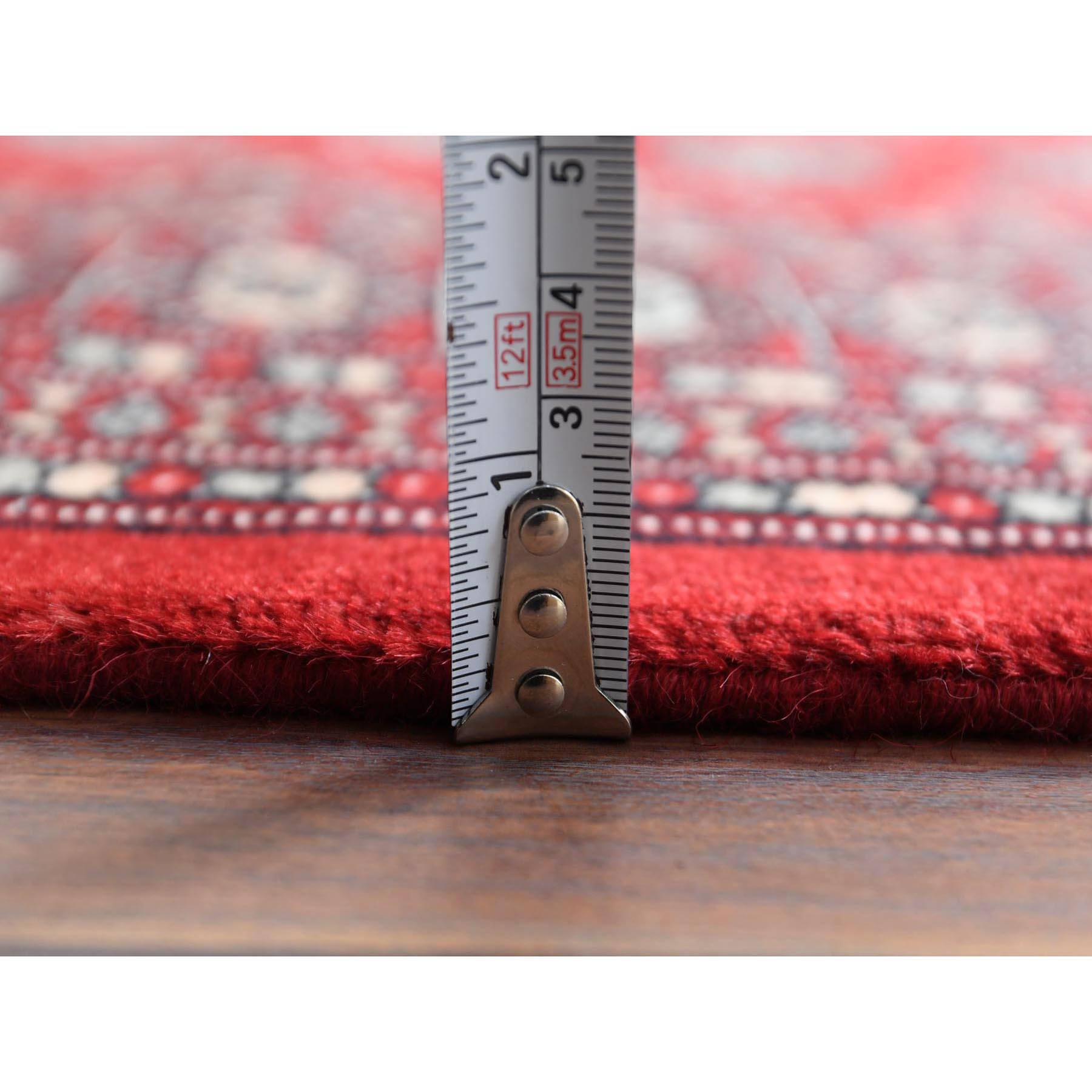 5'1"x7'9" Deep and Saturated Red Hand Knotted Super Bokara 250 KPSI Denser Weave Silky Wool Oriental Rug Sh61380