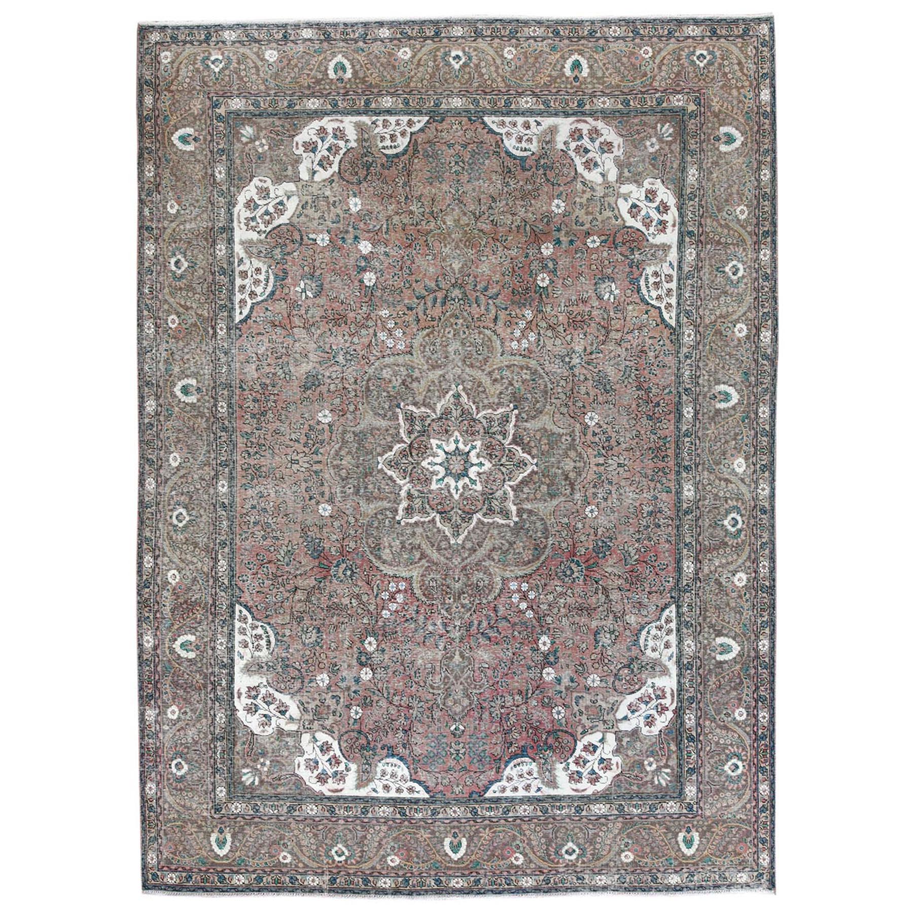 Fetneh Collection And Vintage Overdyed Collection Hand Knotted Brown Rug No: 1122780