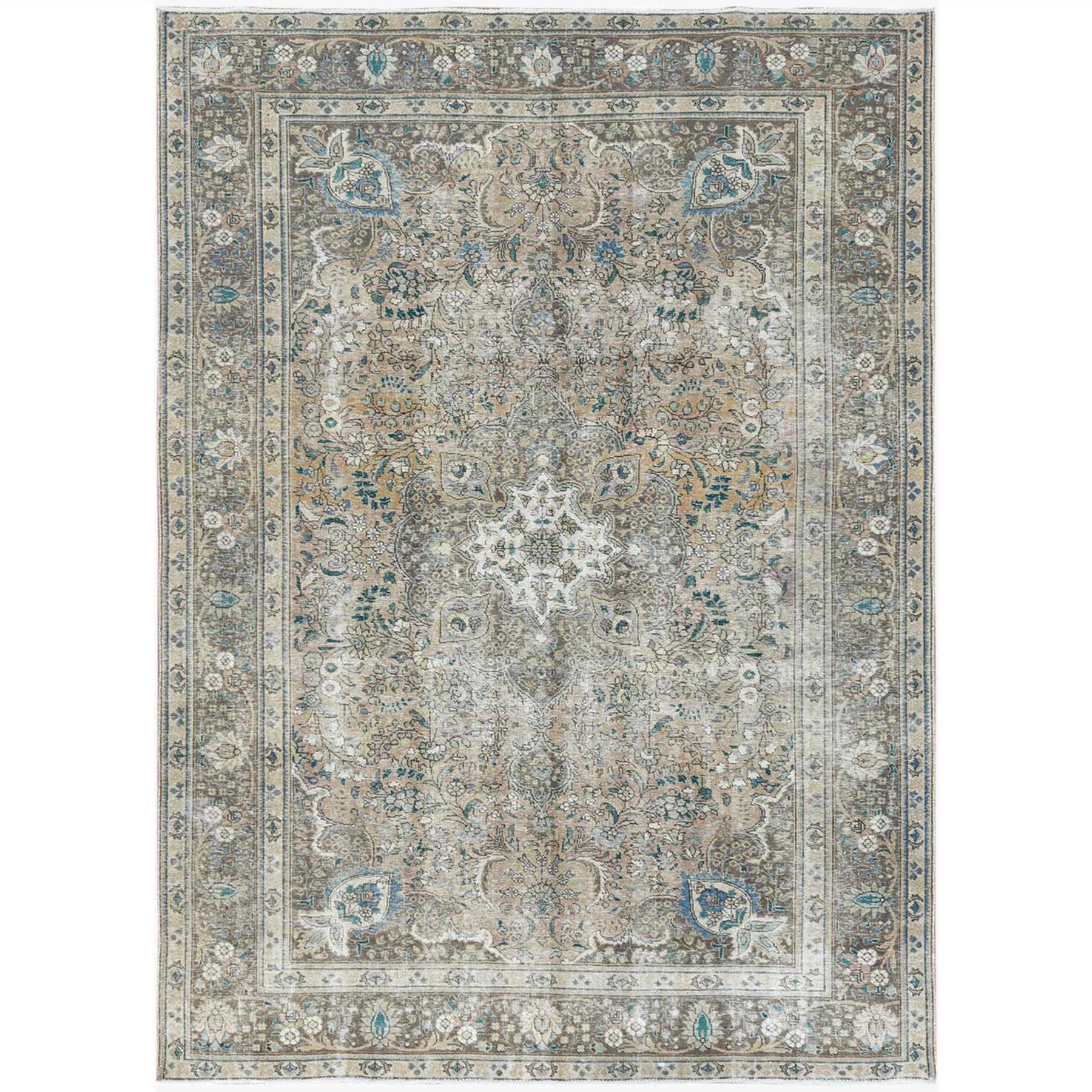 Fetneh Collection And Vintage Overdyed Collection Hand Knotted Beige Rug No: 1122784