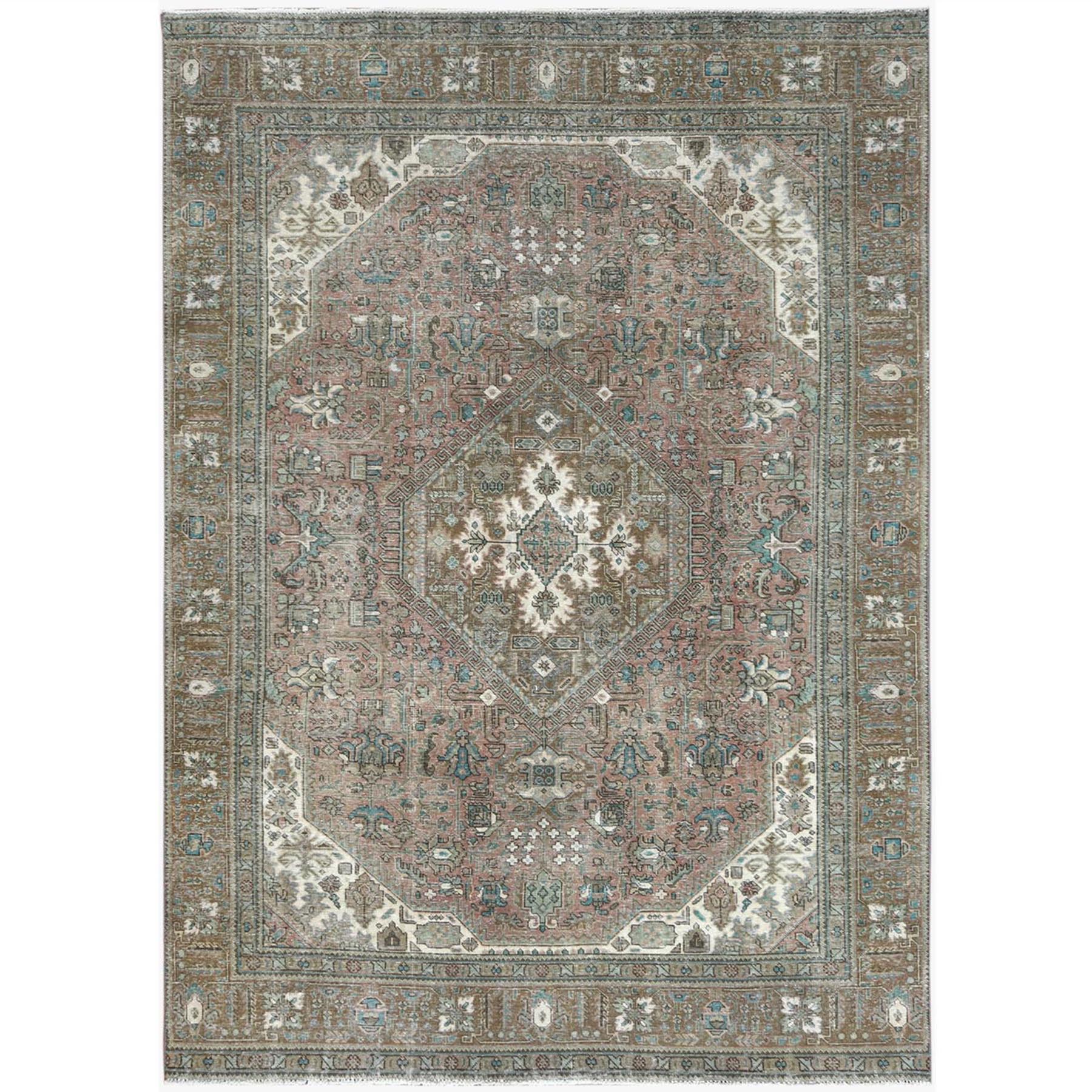 Fetneh Collection And Vintage Overdyed Collection Hand Knotted Beige Rug No: 1122792