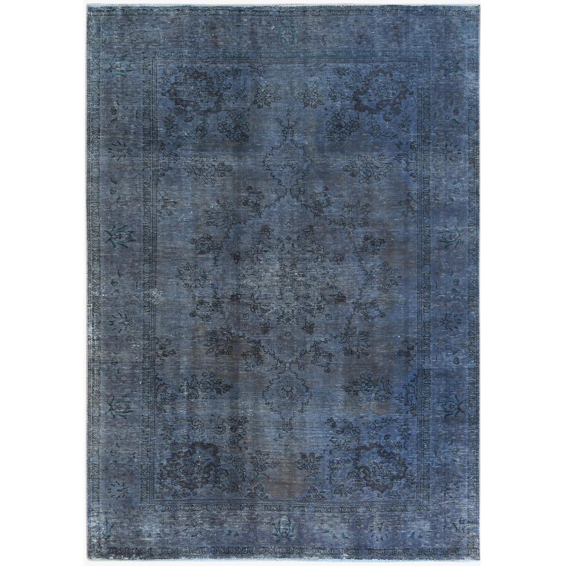 Fetneh Collection And Vintage Overdyed Collection Hand Knotted Blue Rug No: 1122804
