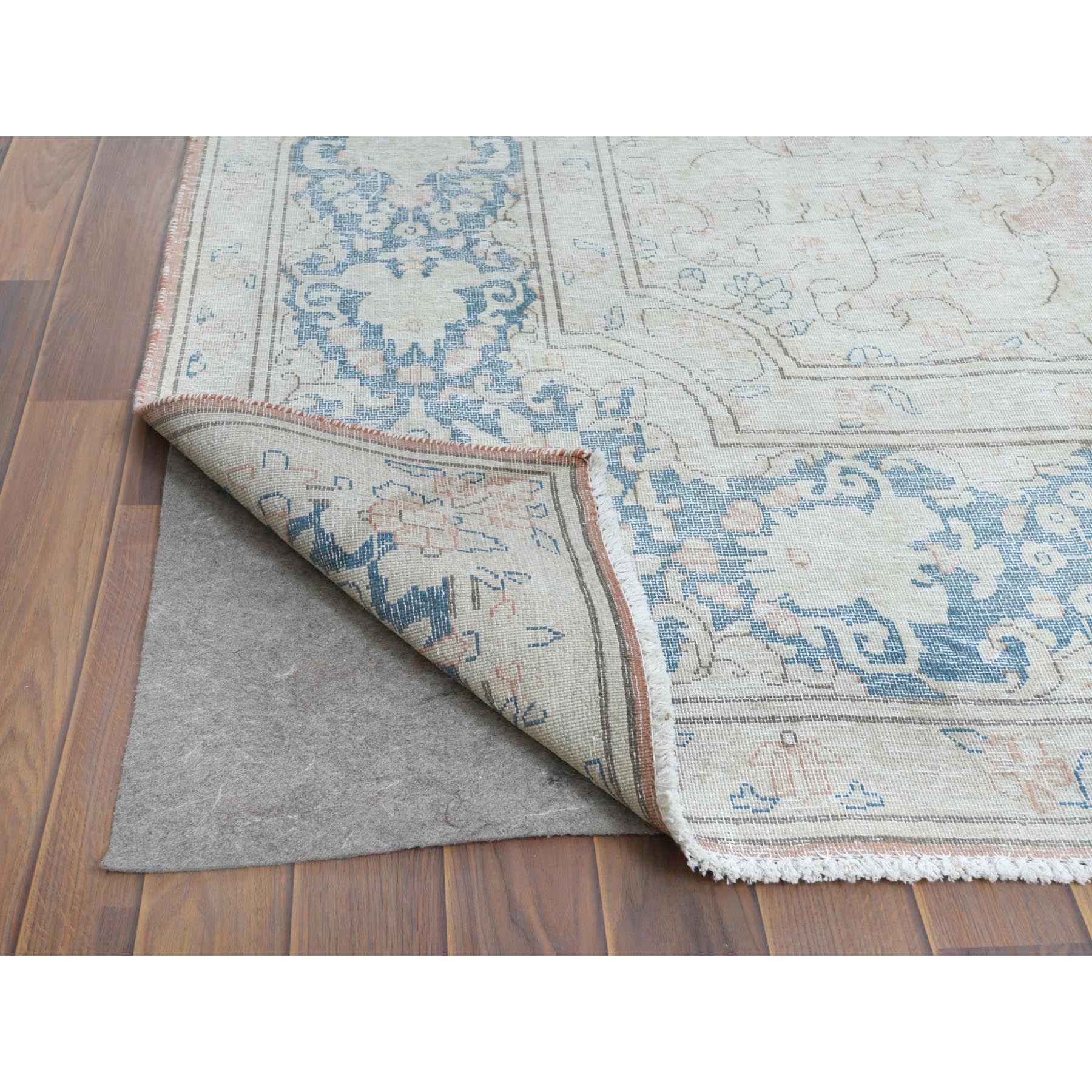 9'8"x12'7" Cork Brown, Persian Kerman, Old Clean, Sun Faded with Milk Wash Organic Wool, Low to the Pile, Hand Knotted, Oriental Rug Sh61404