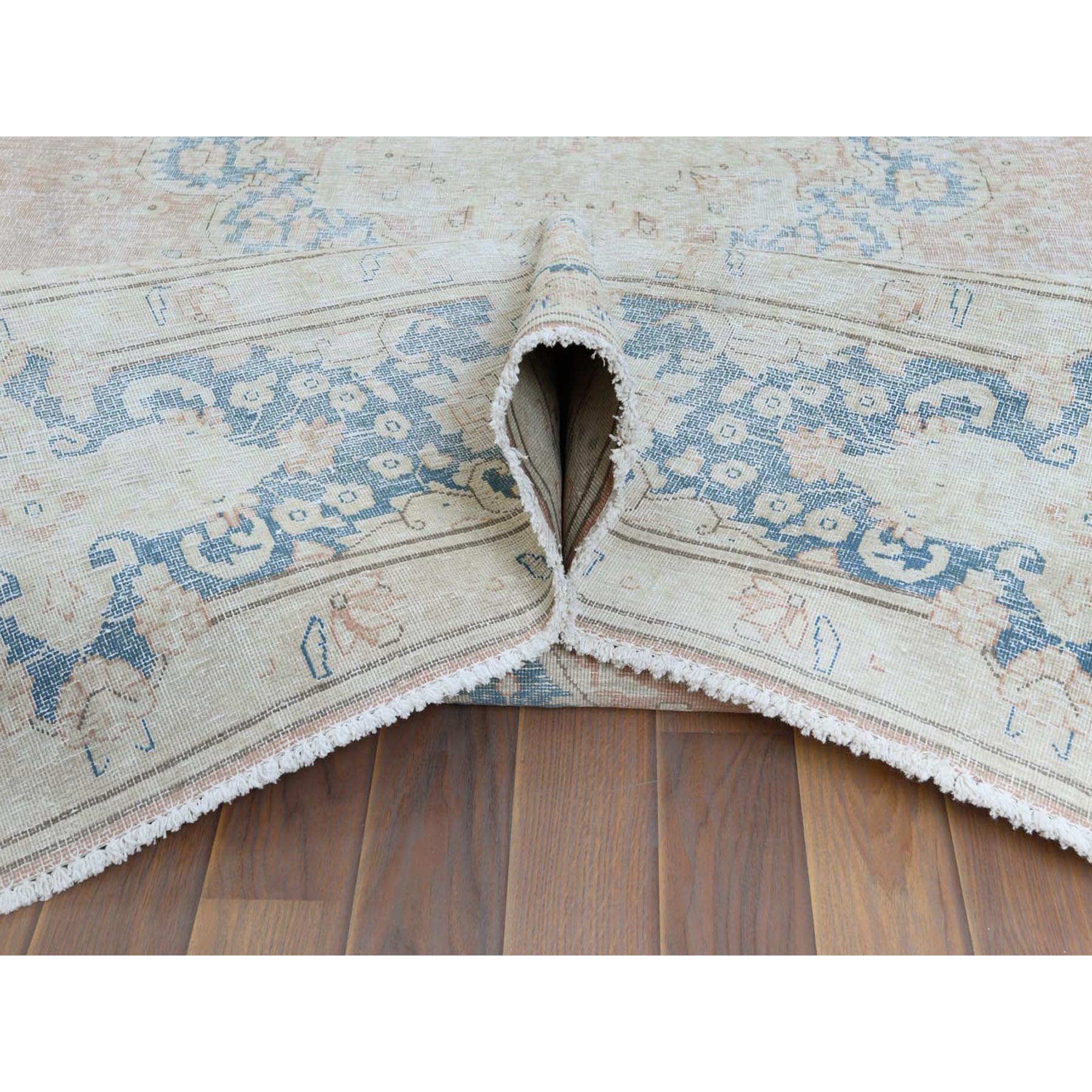 9'8"x12'7" Cork Brown, Persian Kerman, Old Clean, Sun Faded with Milk Wash Organic Wool, Low to the Pile, Hand Knotted, Oriental Rug Sh61404