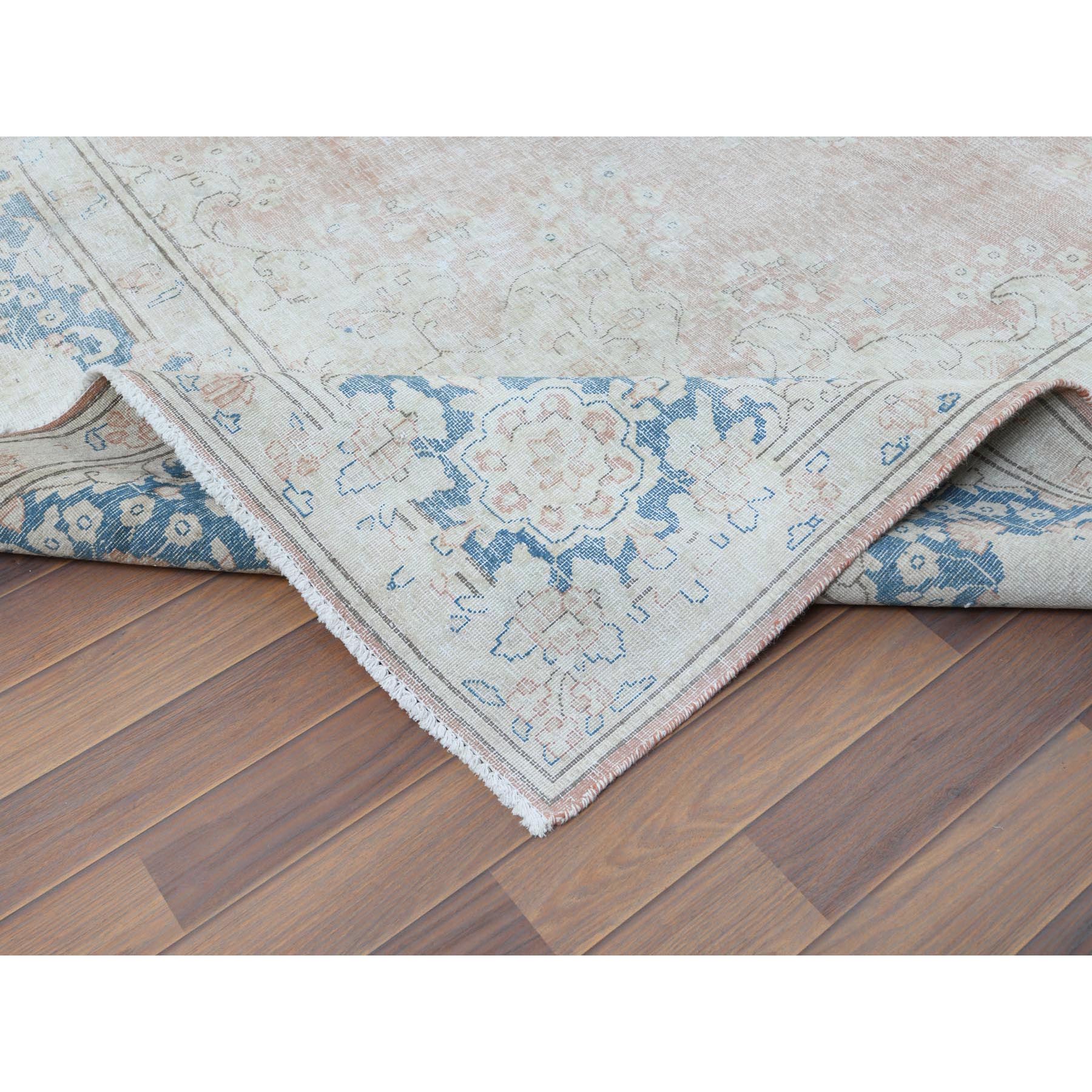 9'8"x12'7" Cork Brown, Persian Kerman, Old Clean, Sun Faded with Milk Wash Organic Wool, Low to the Pile, Hand Knotted, Oriental Rug Sh61404