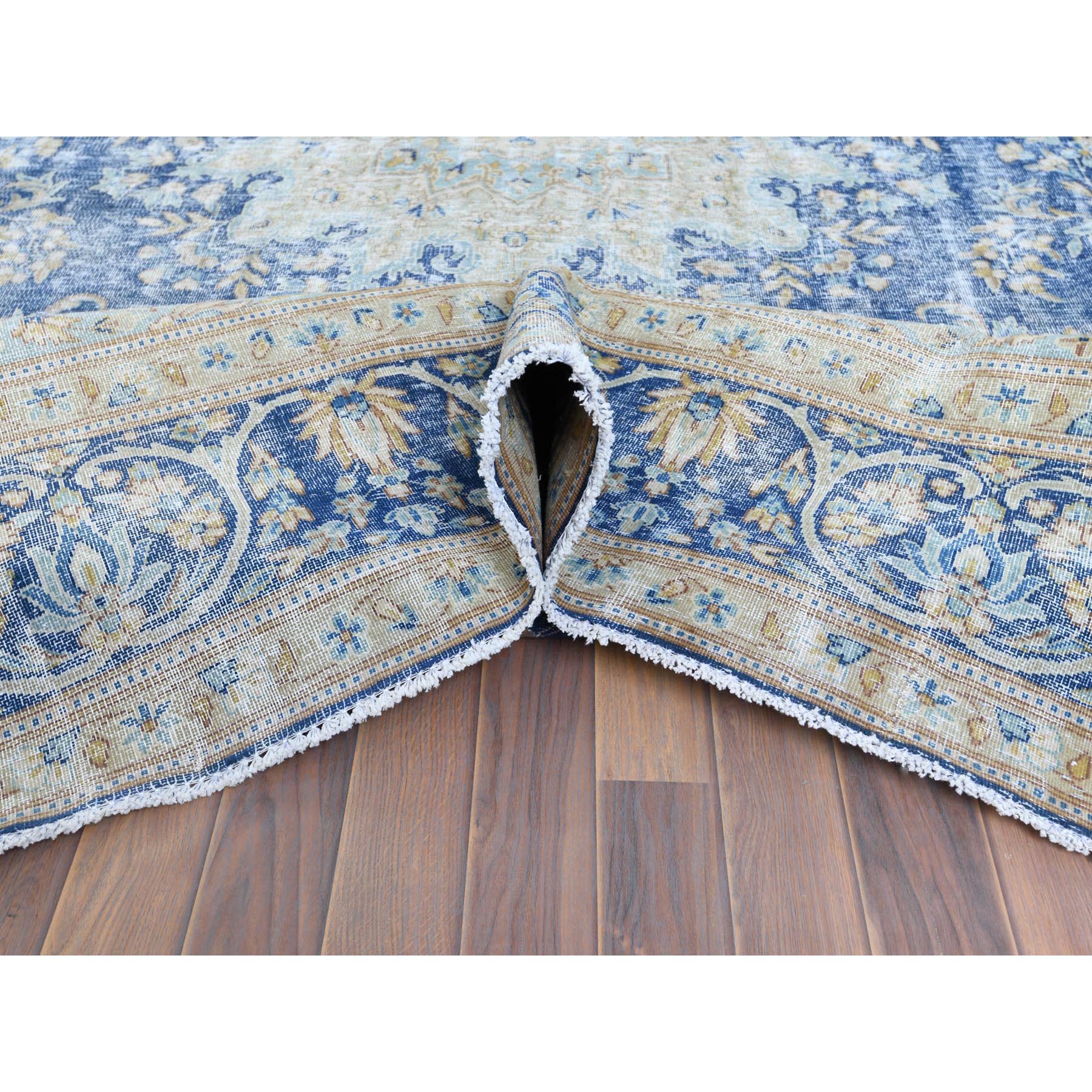 Fetneh Collection And Vintage Overdyed Collection Hand Knotted Blue 1122822 Rug