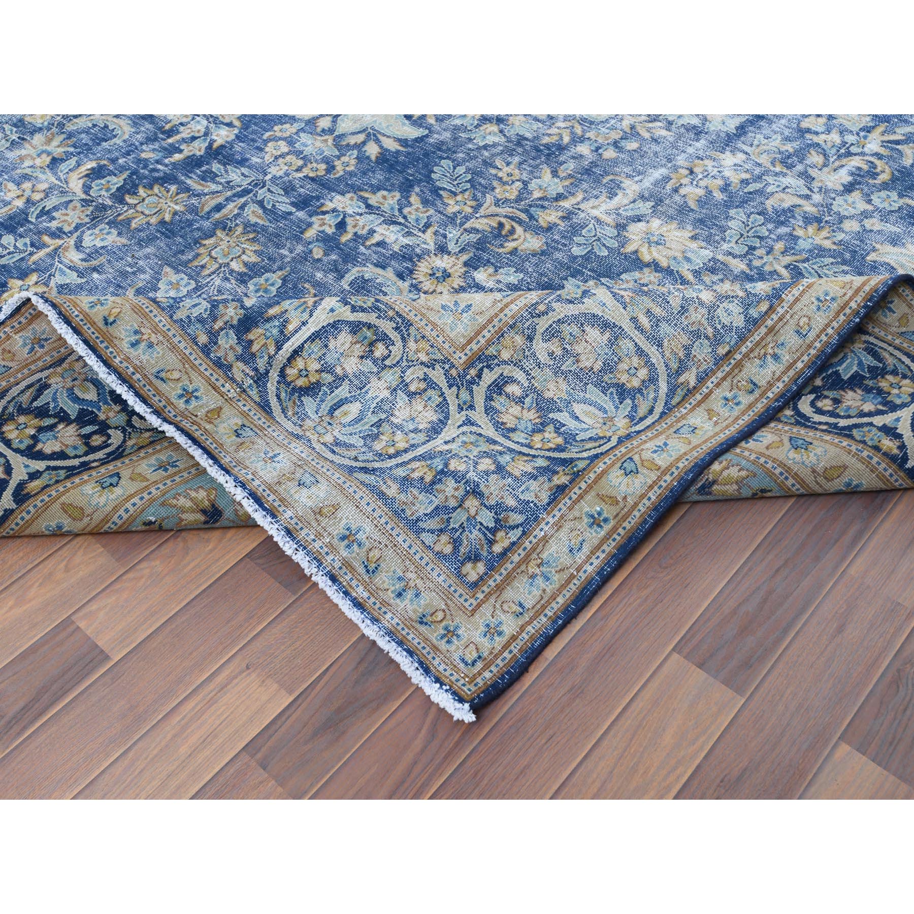 Fetneh Collection And Vintage Overdyed Collection Hand Knotted Blue 1122822 Rug