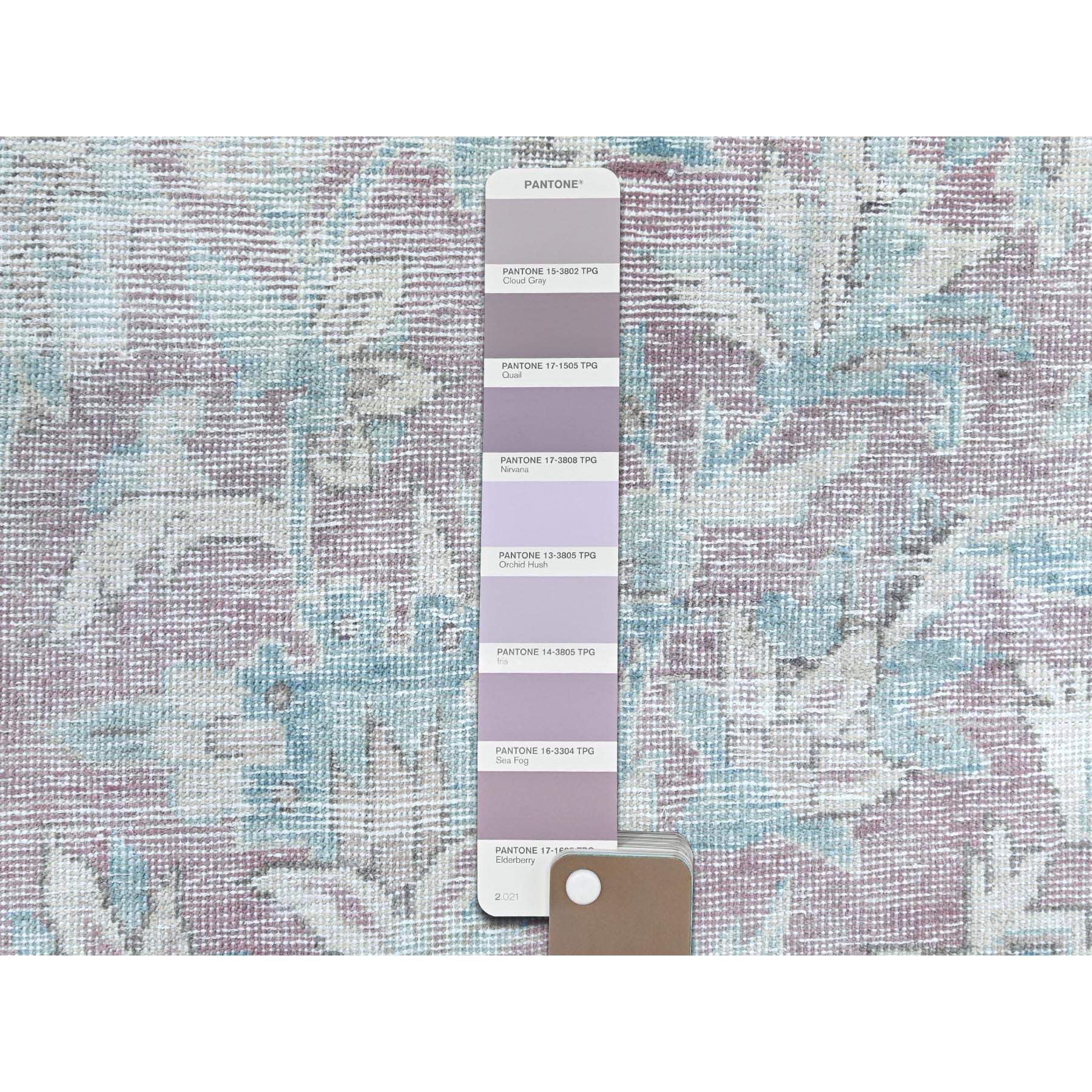 8'1"x12' Faded Champagne, Distressed Look, Vintage, Persian Kerman, Worn Wool, Shaved Down, Hand Knotted Oriental Rug Sh61707