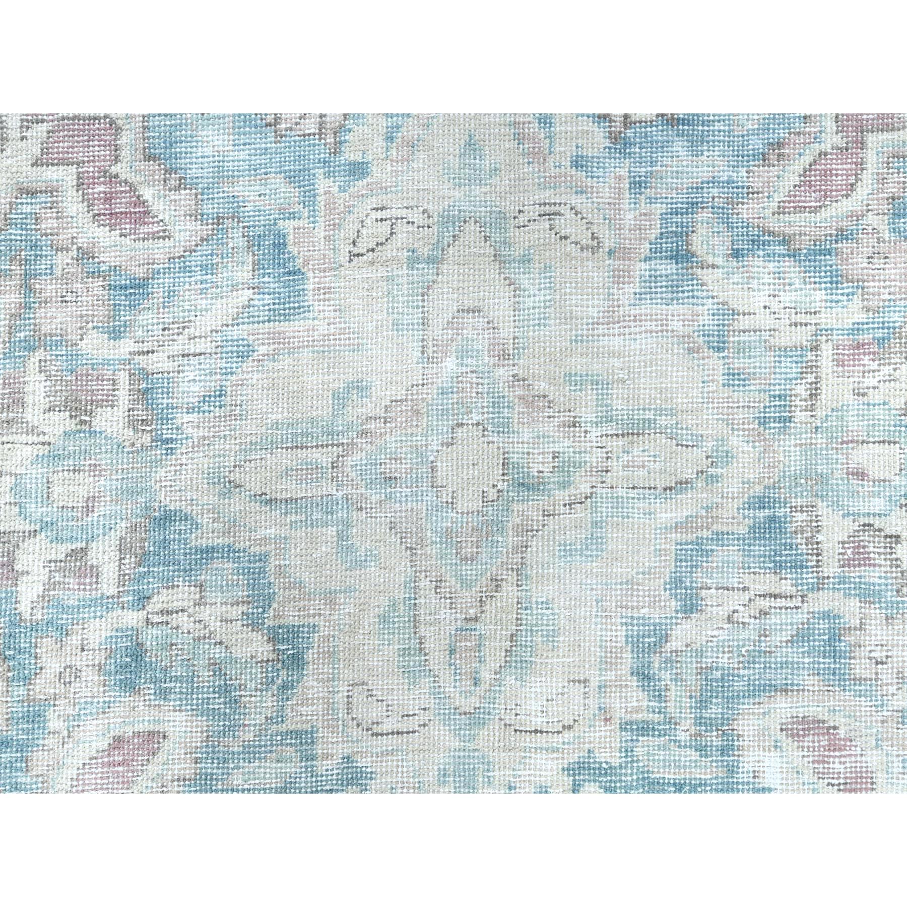 8'1"x12' Faded Champagne, Distressed Look, Vintage, Persian Kerman, Worn Wool, Shaved Down, Hand Knotted Oriental Rug Sh61707
