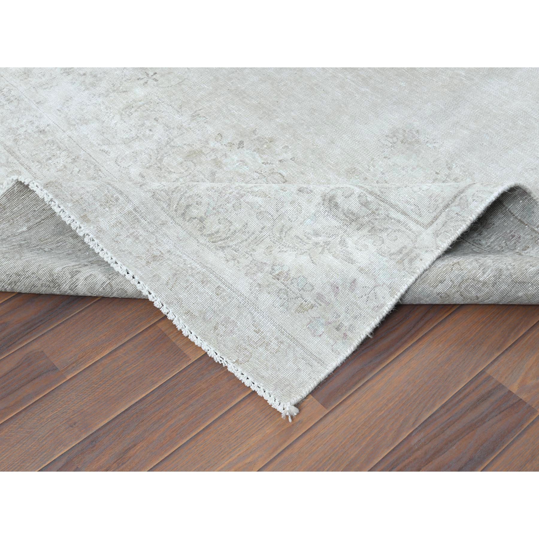 7'6"x12'10" Beige, Vintage Persian Kerman, Distressed Look, Worn Wool, Sheared Low, Hand Knotted, Oriental Rug Sh61724
