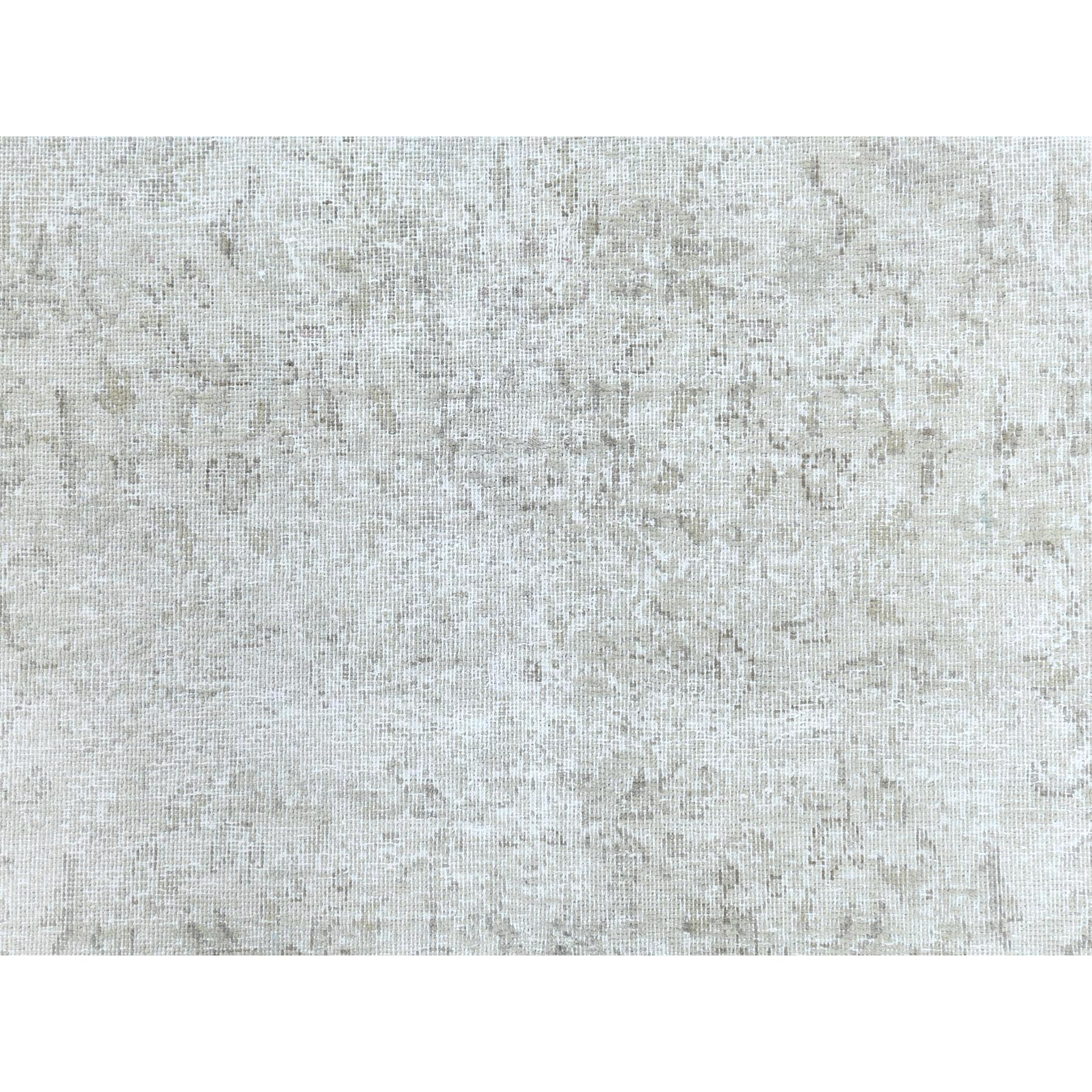 7'6"x12'10" Beige, Vintage Persian Kerman, Distressed Look, Worn Wool, Sheared Low, Hand Knotted, Oriental Rug Sh61724