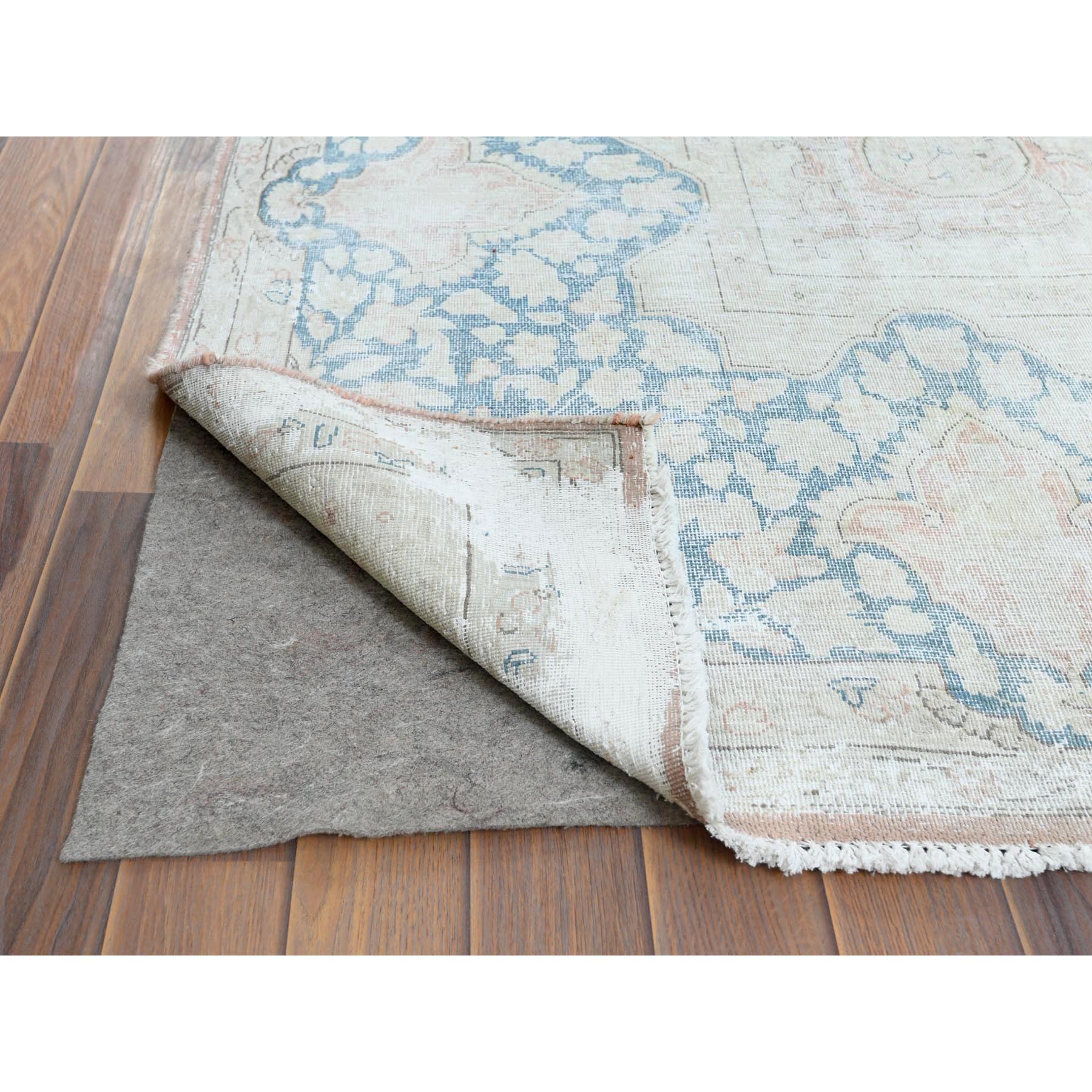 10'1"x14'2" Hand Knotted, Almond Brown, Vintage Persian Kerman, Distressed Look, Worn Wool, Cropped Thin, Oriental Rug Sh61725