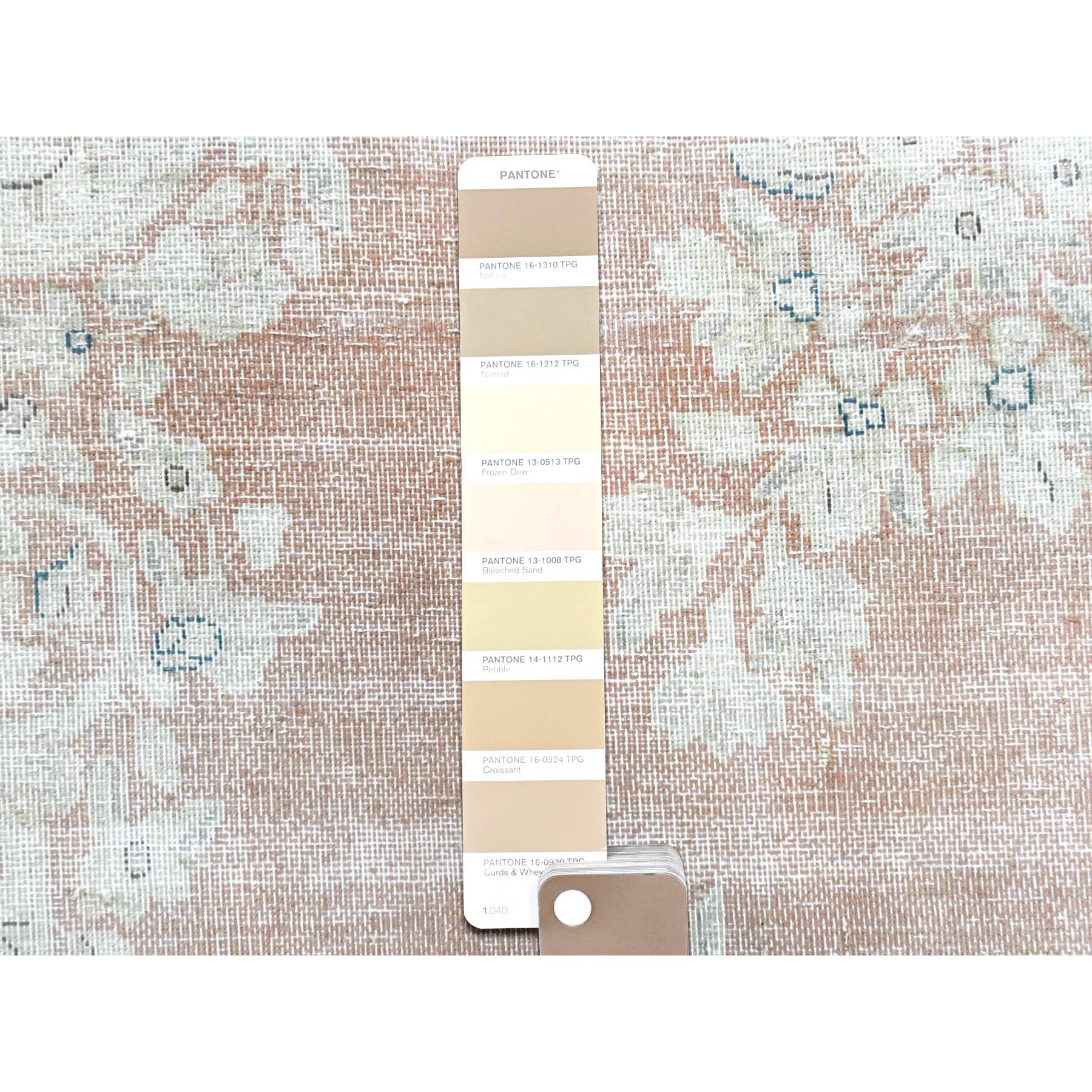 10'1"x14'2" Hand Knotted, Almond Brown, Vintage Persian Kerman, Distressed Look, Worn Wool, Cropped Thin, Oriental Rug Sh61725