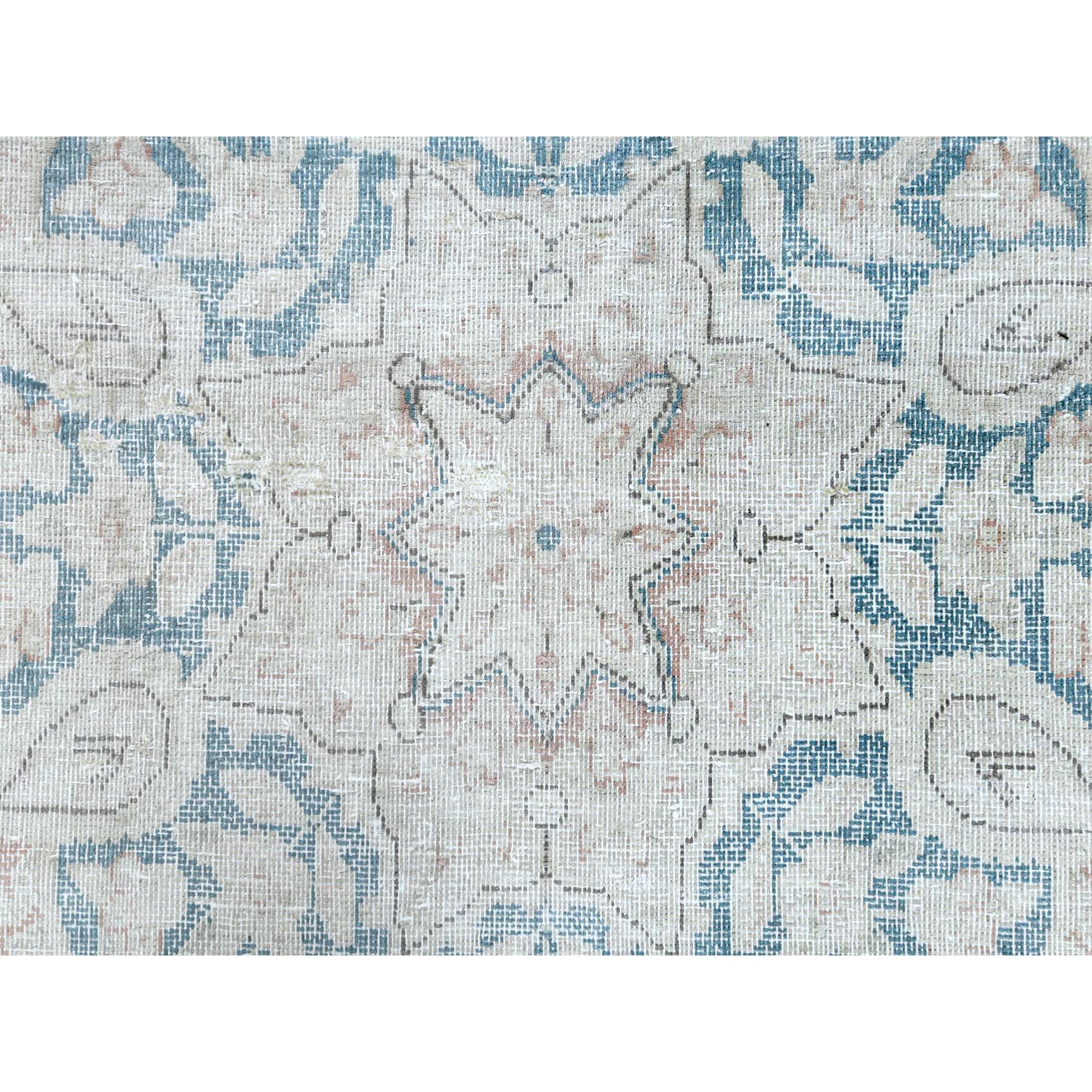 10'1"x14'2" Hand Knotted, Almond Brown, Vintage Persian Kerman, Distressed Look, Worn Wool, Cropped Thin, Oriental Rug Sh61725