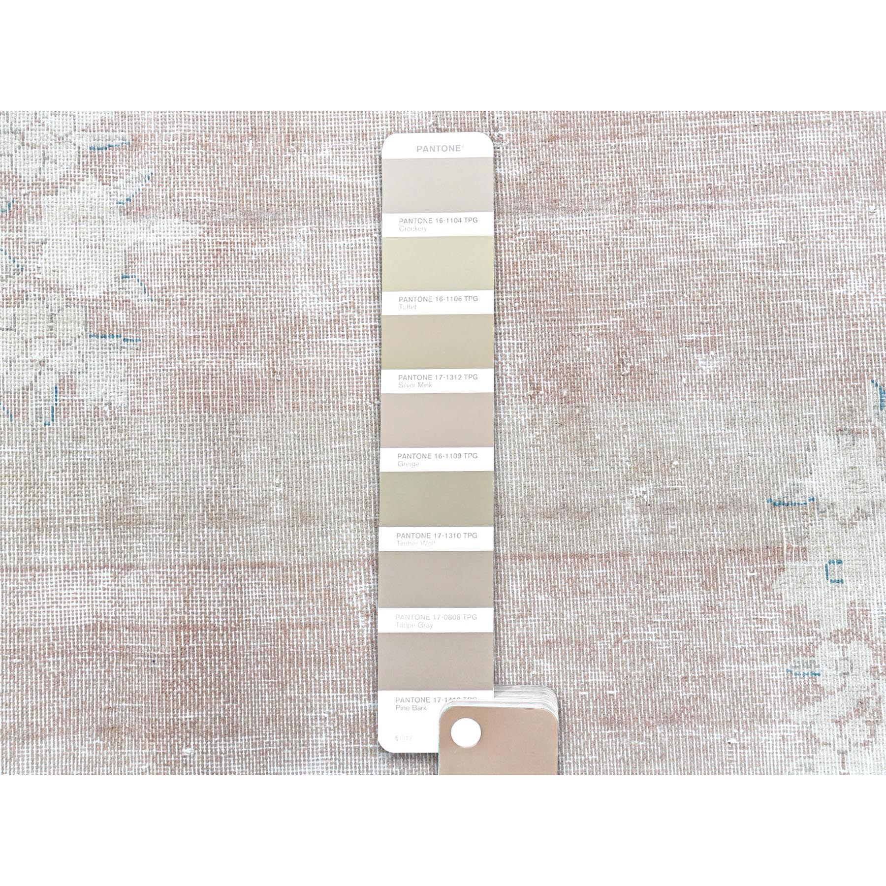 9'8"x12'9" Faded Champagne, Vintage Persian Kerman, Distressed Look, Worn Wool, Cropped Thin, Hand Knotted, Oriental Rug Sh61728