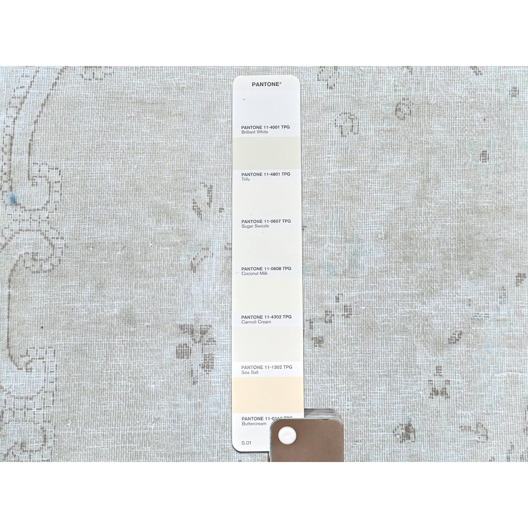 8'8"x12' Cropped Thin, Hand Knotted, Ivory, Vintage Persian Kerman, Distressed Look, Worn Wool, Oriental Rug Sh61734