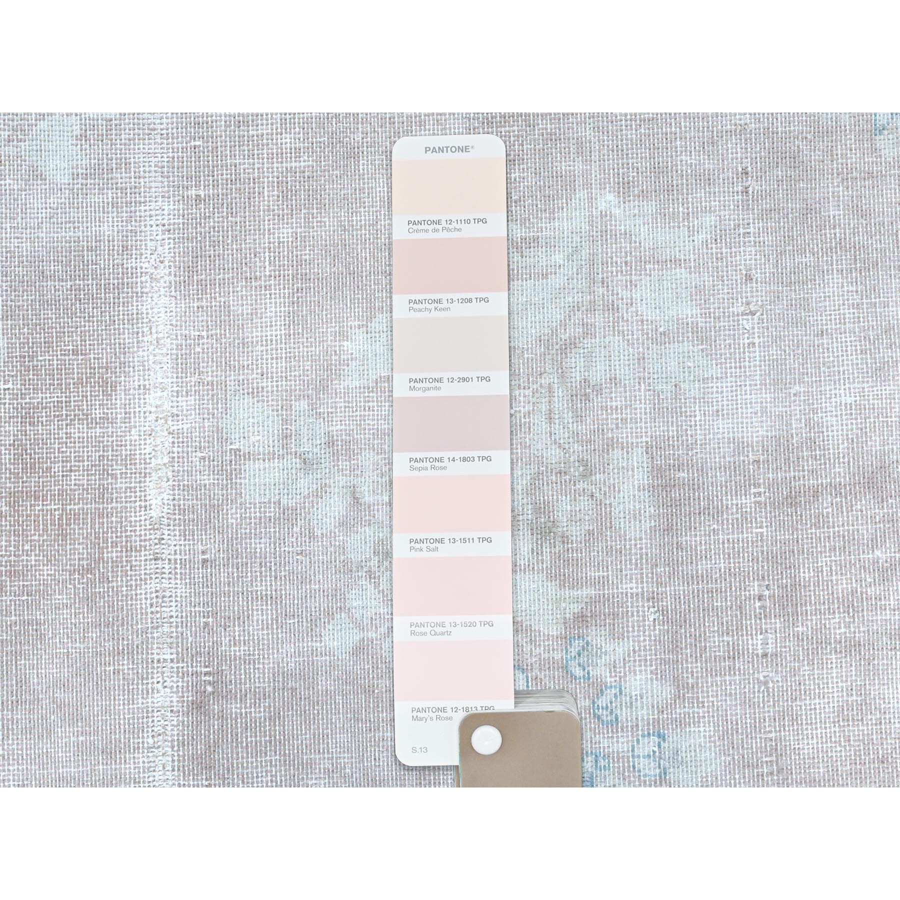 9'9"x13'3" Distressed Look, Worn Wool, Shaved Down, Hand Knotted, Soft Pink, Vintage Persian Kerman, Oriental Rug Sh61735