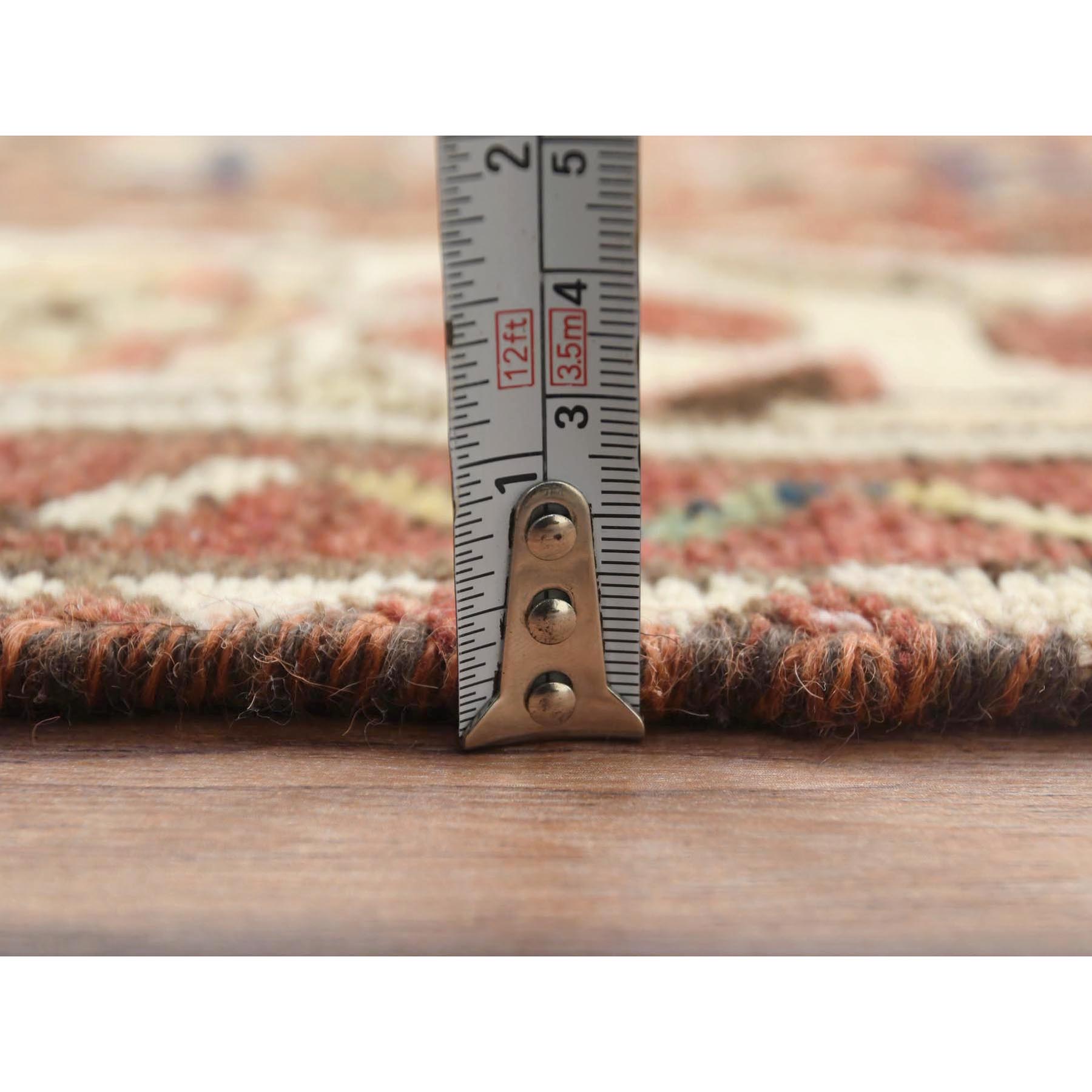 3'7"x9'10" Chocolate Brown, Vintage Persian Bakhtiar Cropped Thin Distressed Look, Worn Wool Hand Knotted, Wide Runner Oriental Rug Sh61858
