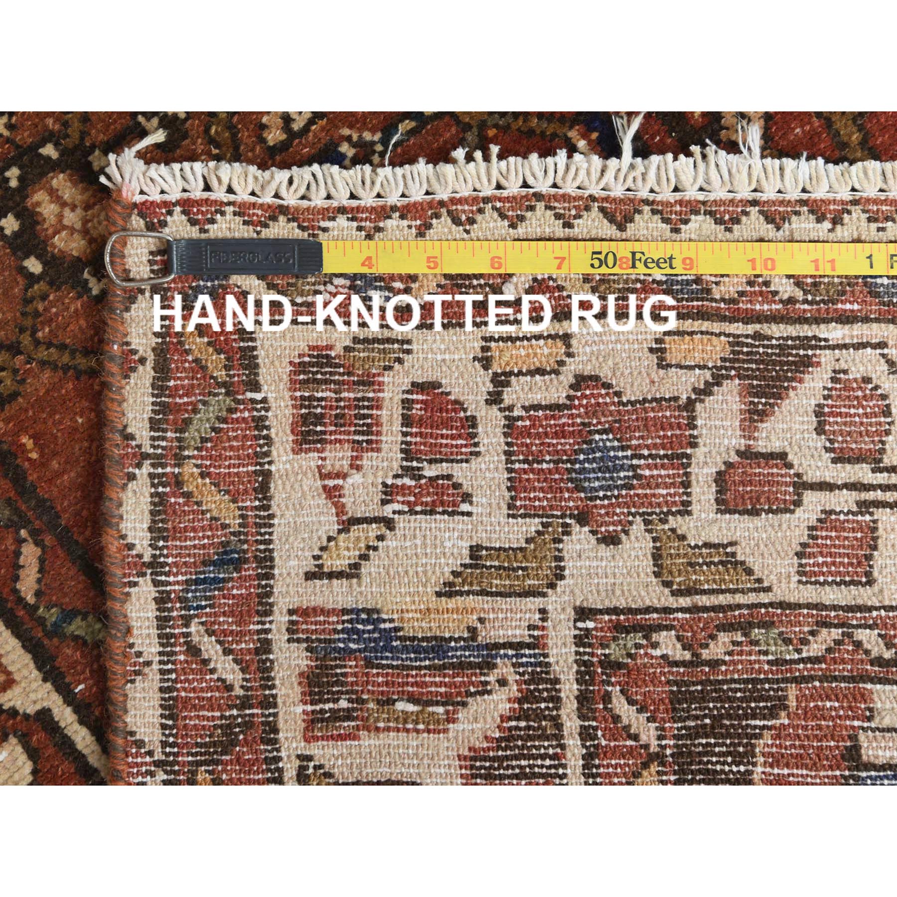 3'7"x9'10" Chocolate Brown, Vintage Persian Bakhtiar Cropped Thin Distressed Look, Worn Wool Hand Knotted, Wide Runner Oriental Rug Sh61858