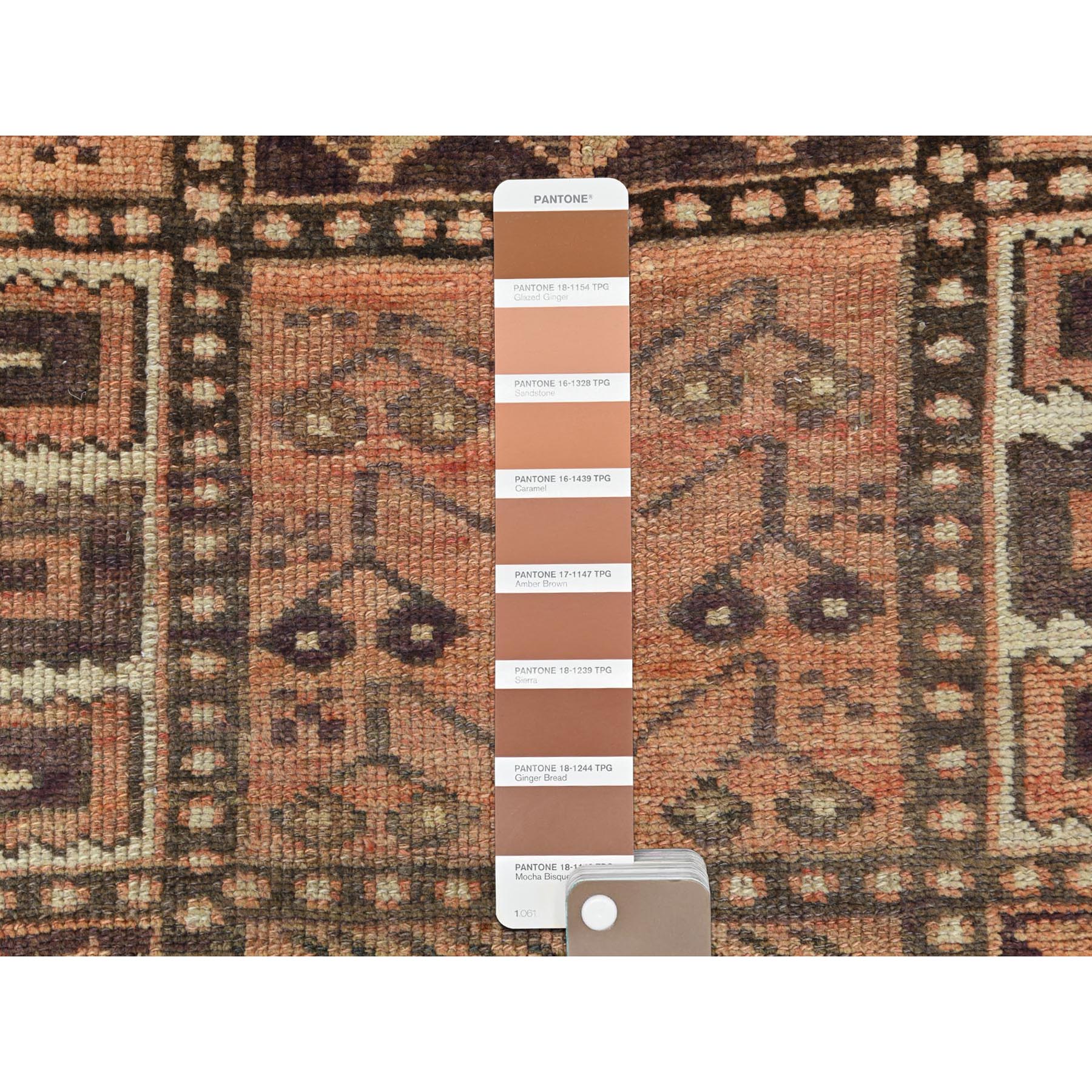 4'9"x7'4" Brown, Hand Knotted Vintage Persian Bakhtiar with Garden Block Design, Sheared Low Distressed Look Worn Wool, Oriental Rug Sh61905
