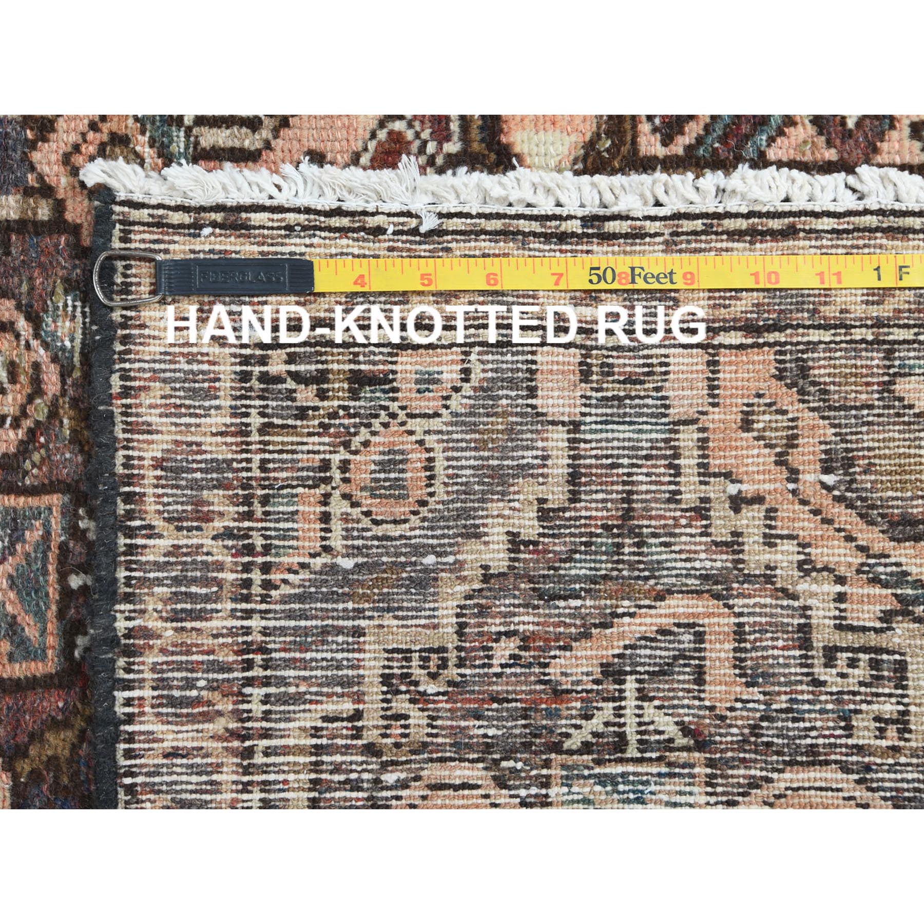 5'7"x8'5" Chocolate Brown, Worn Wool Hand Knotted Vintage Persian Bakhtiar with Garden Patch Design, Sheared Low Distressed Look, Oriental Rug Sh61907