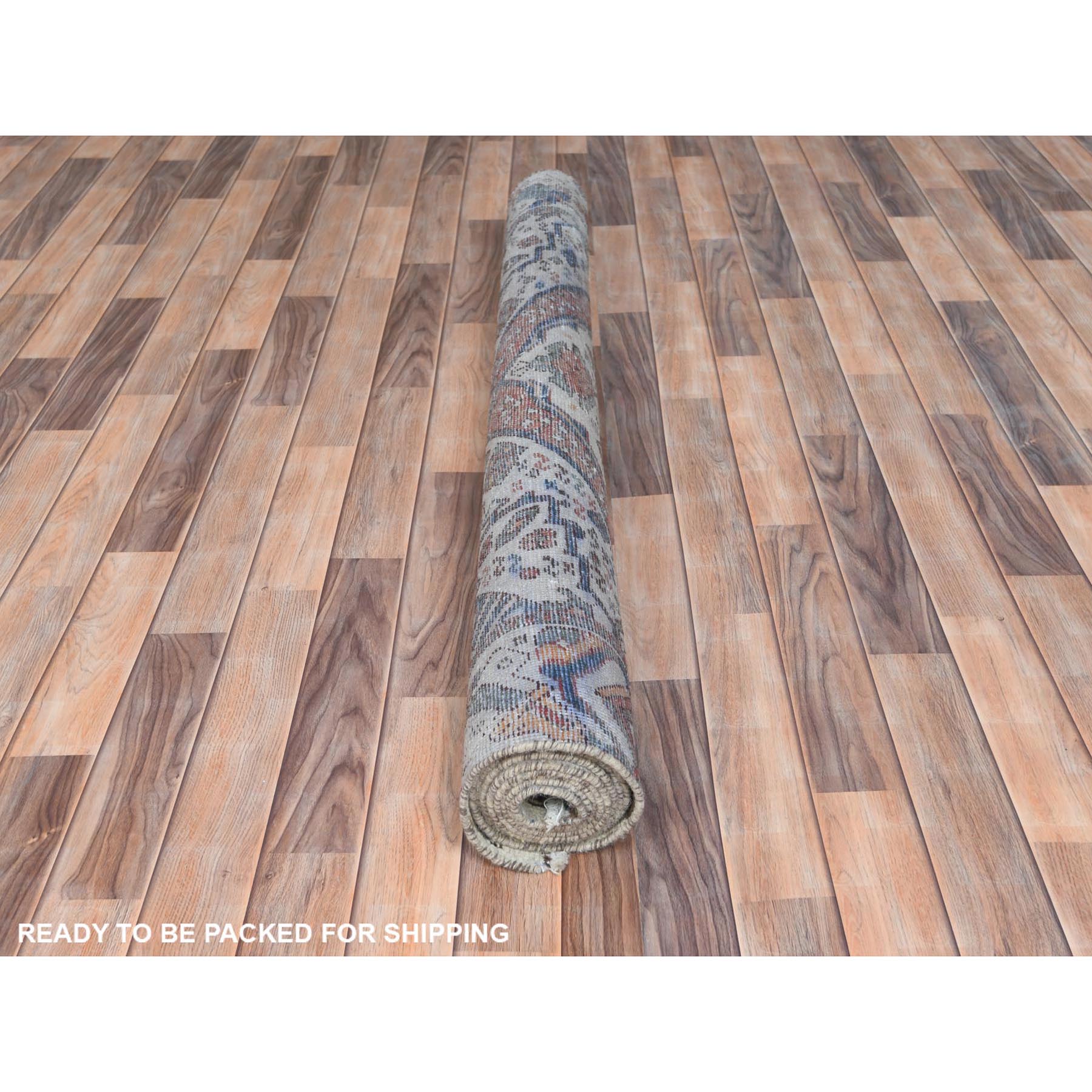5'1"x9'9" Terracotta Red, Worn Wool Hand Knotted Vintage Persian Bakhtiar, Sheared Low Distressed Look, Gallery Size Runner Oriental Rug Sh61911