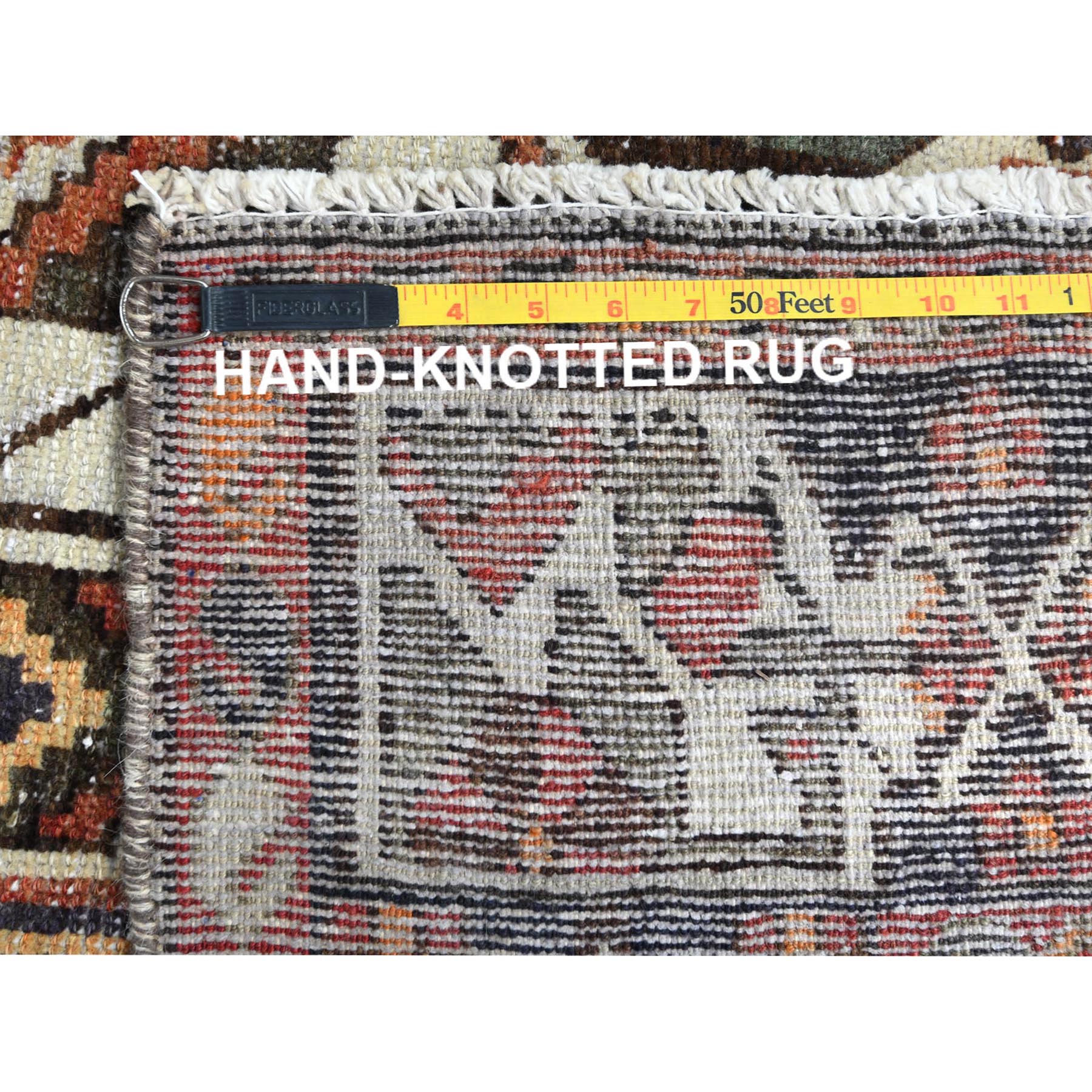 5'3"x10'10" Hazelnut Brown, Distressed Look Worn Wool Hand Knotted, Vintage Persian Bakhtiar Sheared Low, Wide Runner Oriental Rug Sh61919
